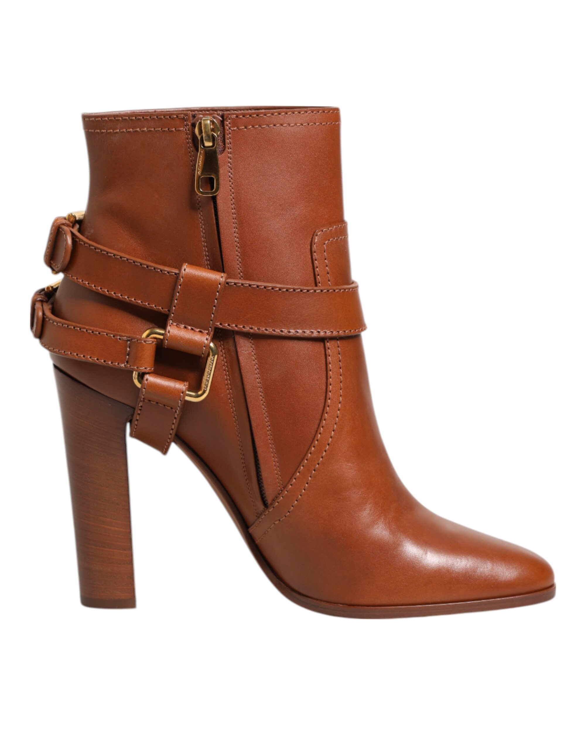 Dolce & Gabbana Brown Leather DG Logo Buckle Ankle Boots Shoes - Image 8
