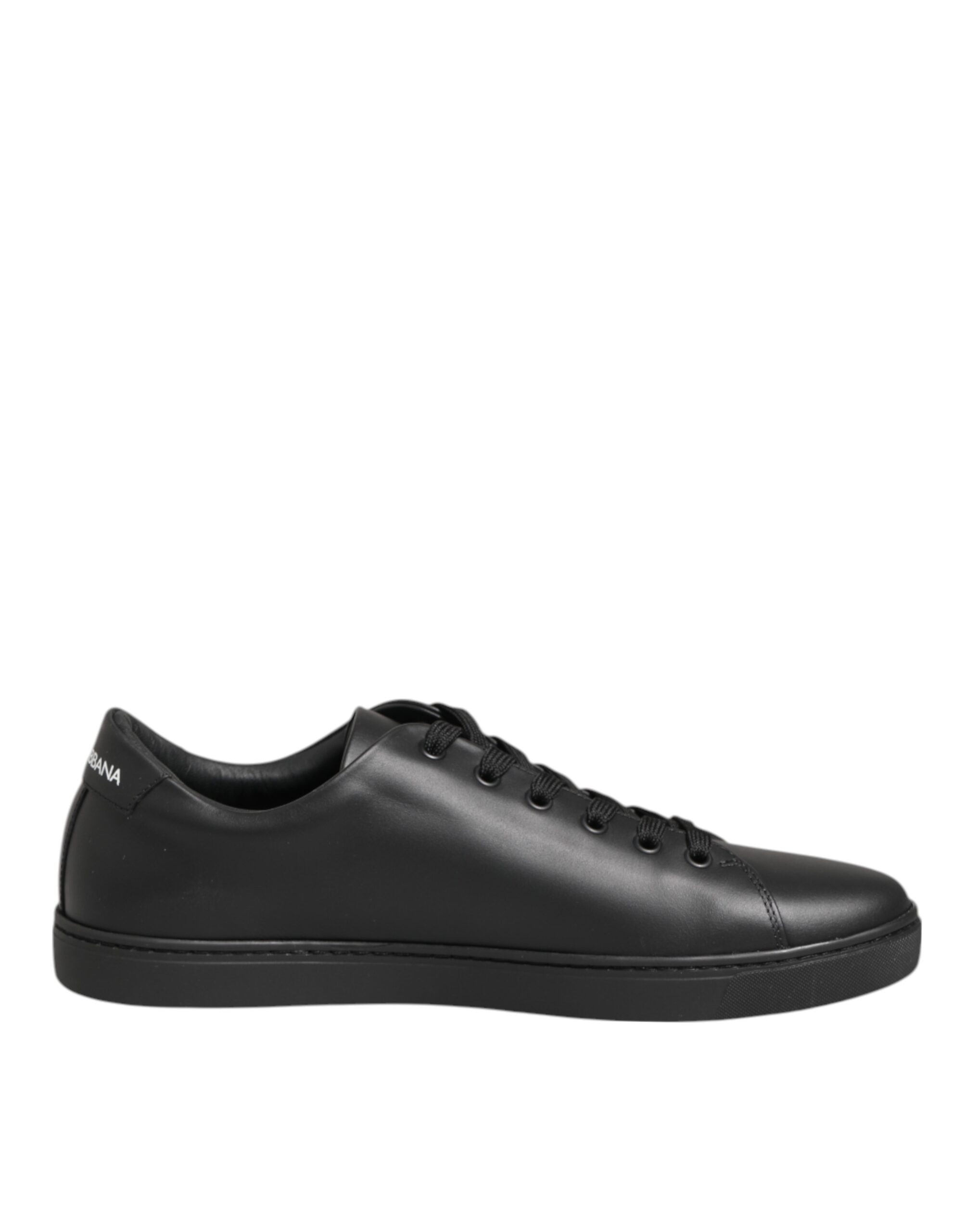 Dolce & Gabbana Black Leather Crystal Heart Sneakers Shoes - Image 7