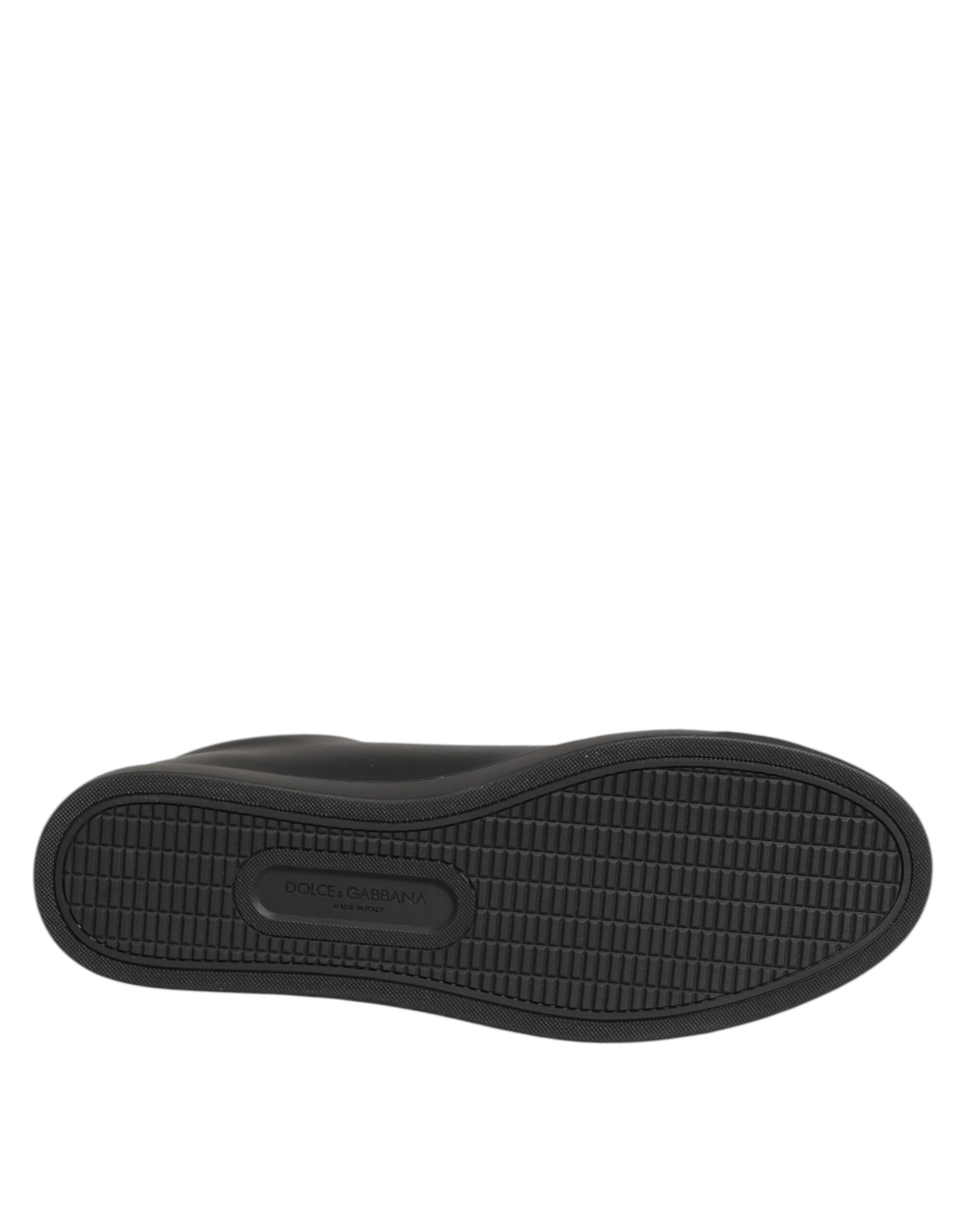 Dolce & Gabbana Black Leather Crystal Heart Sneakers Shoes - Image 8