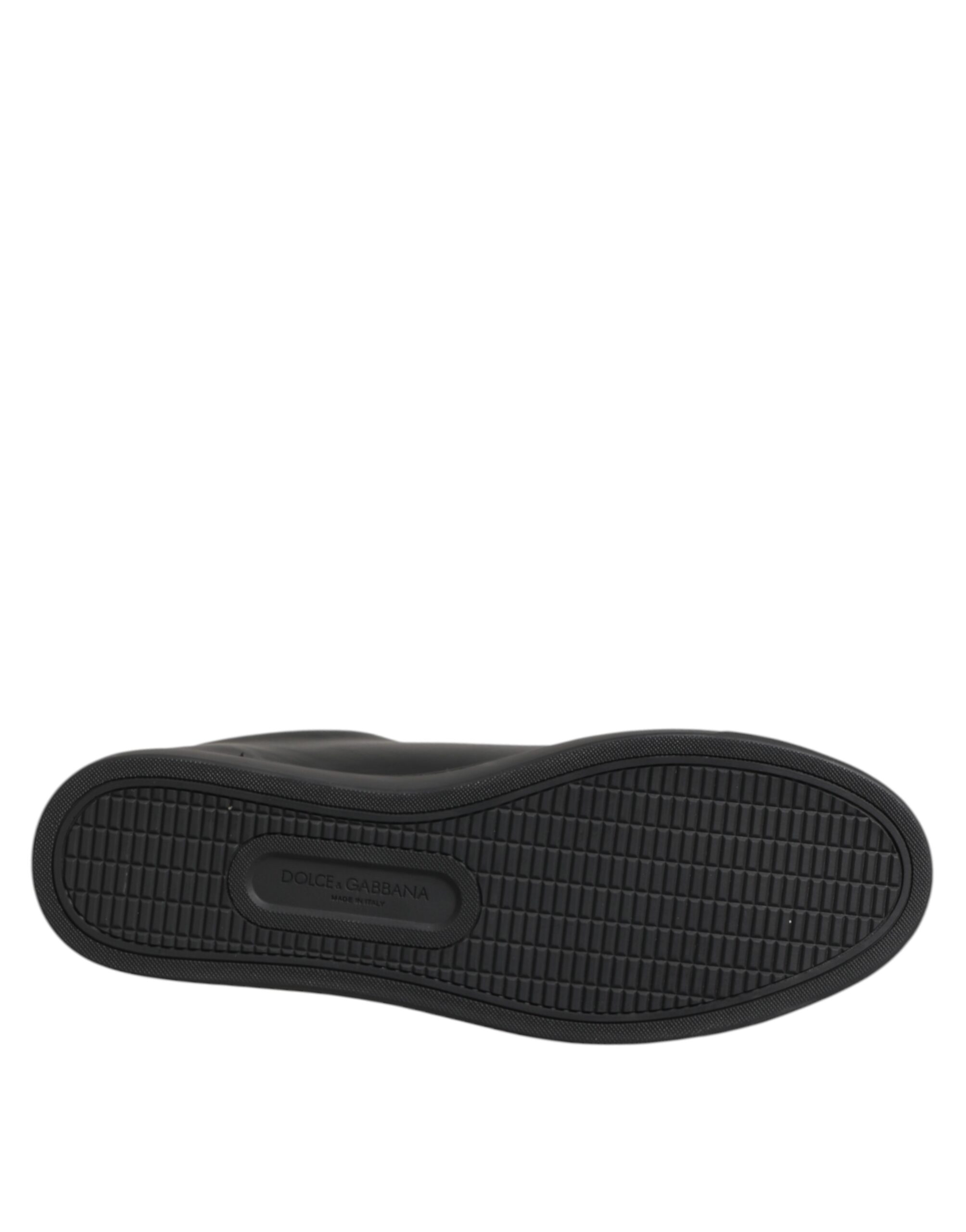 Dolce & Gabbana Black Leather Crystal Heart Low Top Sneakers Shoes - Image 8