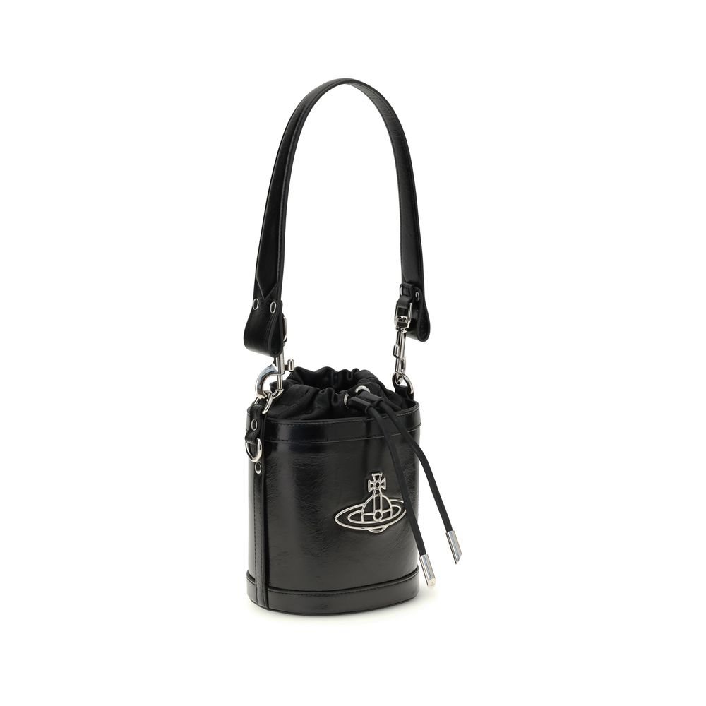 Vivienne Westwood Black Calf Leather Bos Taurus Backet Bag - Image 2