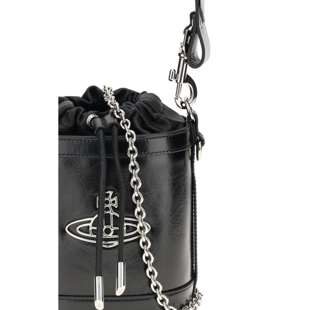 Vivienne Westwood Black Calf Leather Bos Taurus Backet Bag - Image 4