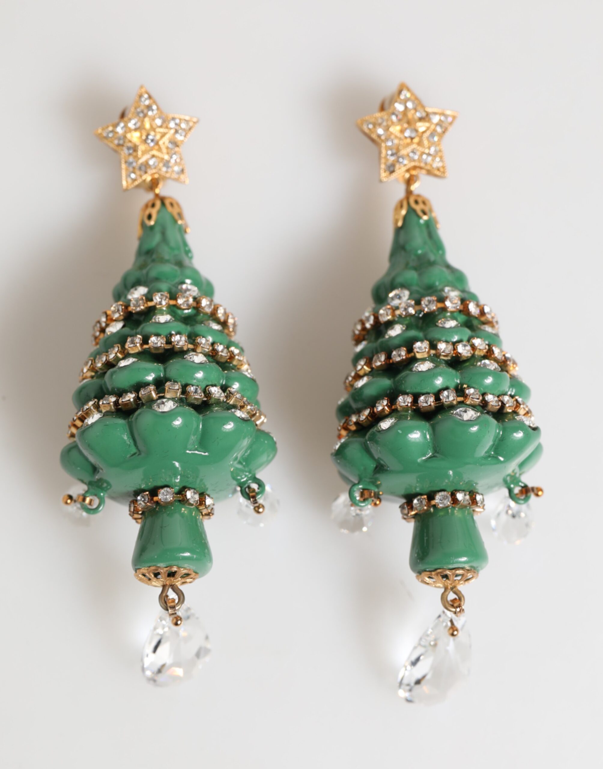 Dolce & Gabbana Gold Brass Multicolour Christmas Tree Earrings - Image 2