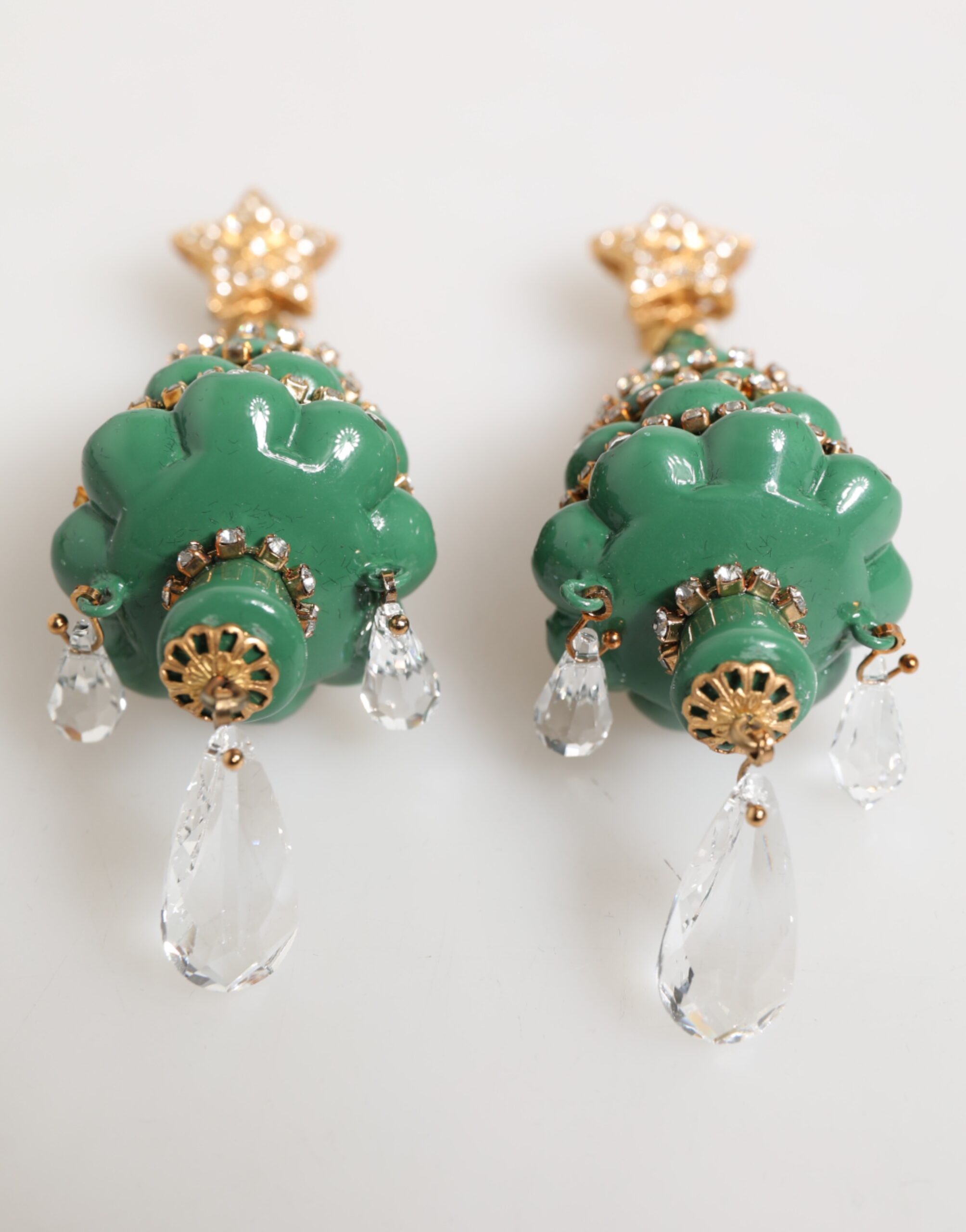 Dolce & Gabbana Gold Brass Multicolour Christmas Tree Earrings - Image 3