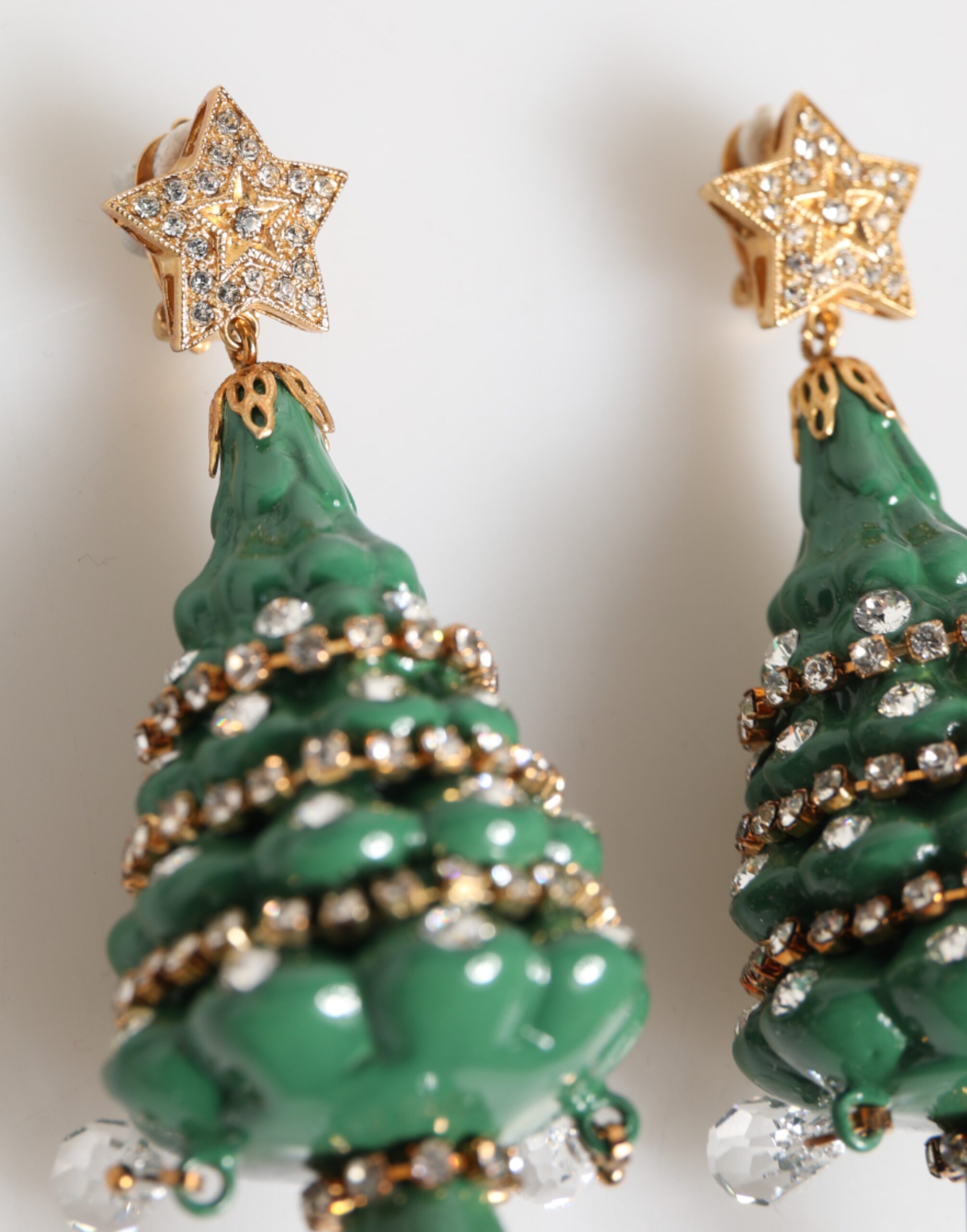Dolce & Gabbana Gold Brass Multicolour Christmas Tree Earrings - Image 4