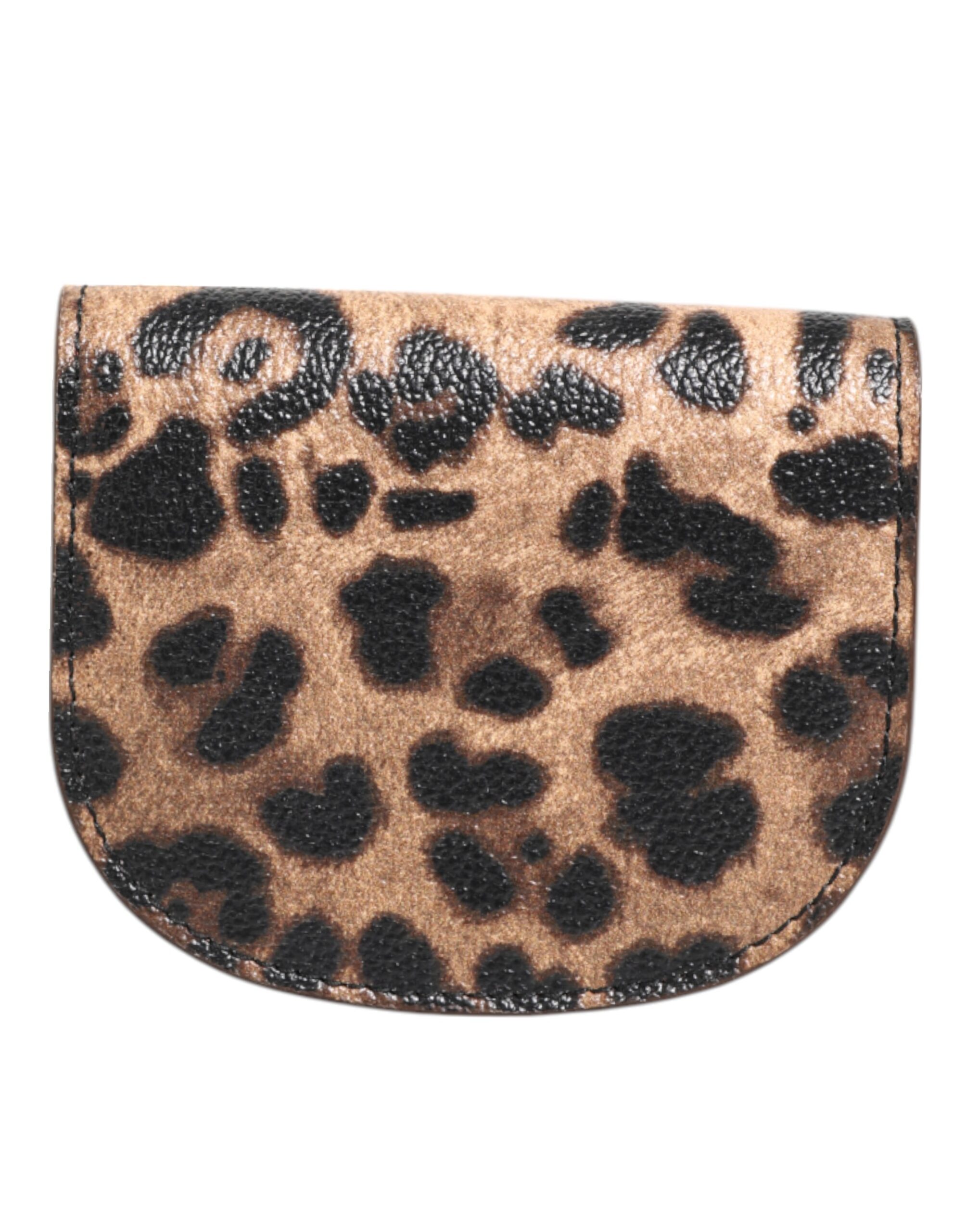 Dolce & Gabbana Brown Leopard Print Calf Leather Small Coin Purse Wallet - Image 2