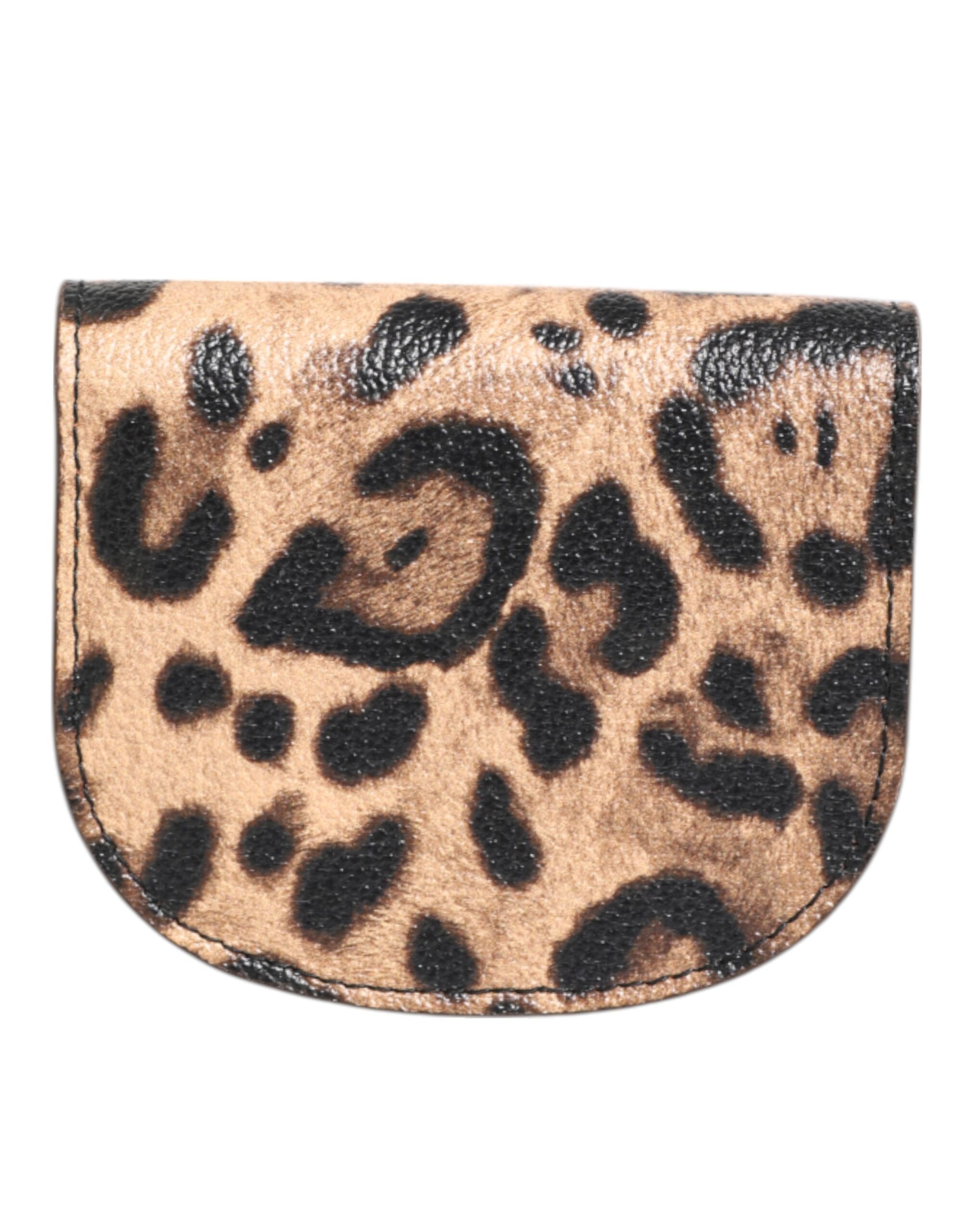 Dolce & Gabbana Brown Leopard Print Calf Leather Small Coin Purse Wallet - Image 4