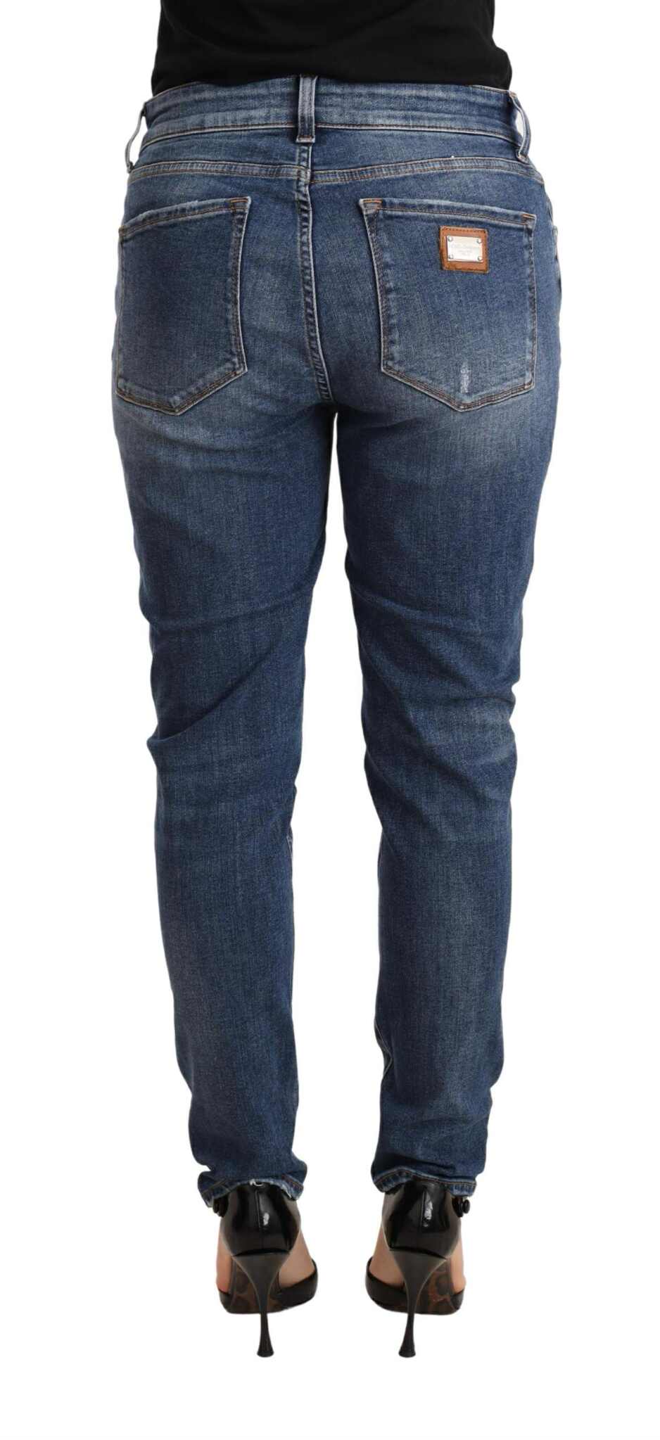 Dolce & Gabbana Blue Distressed Slim Fit Denim Pants Jeans - Image 2
