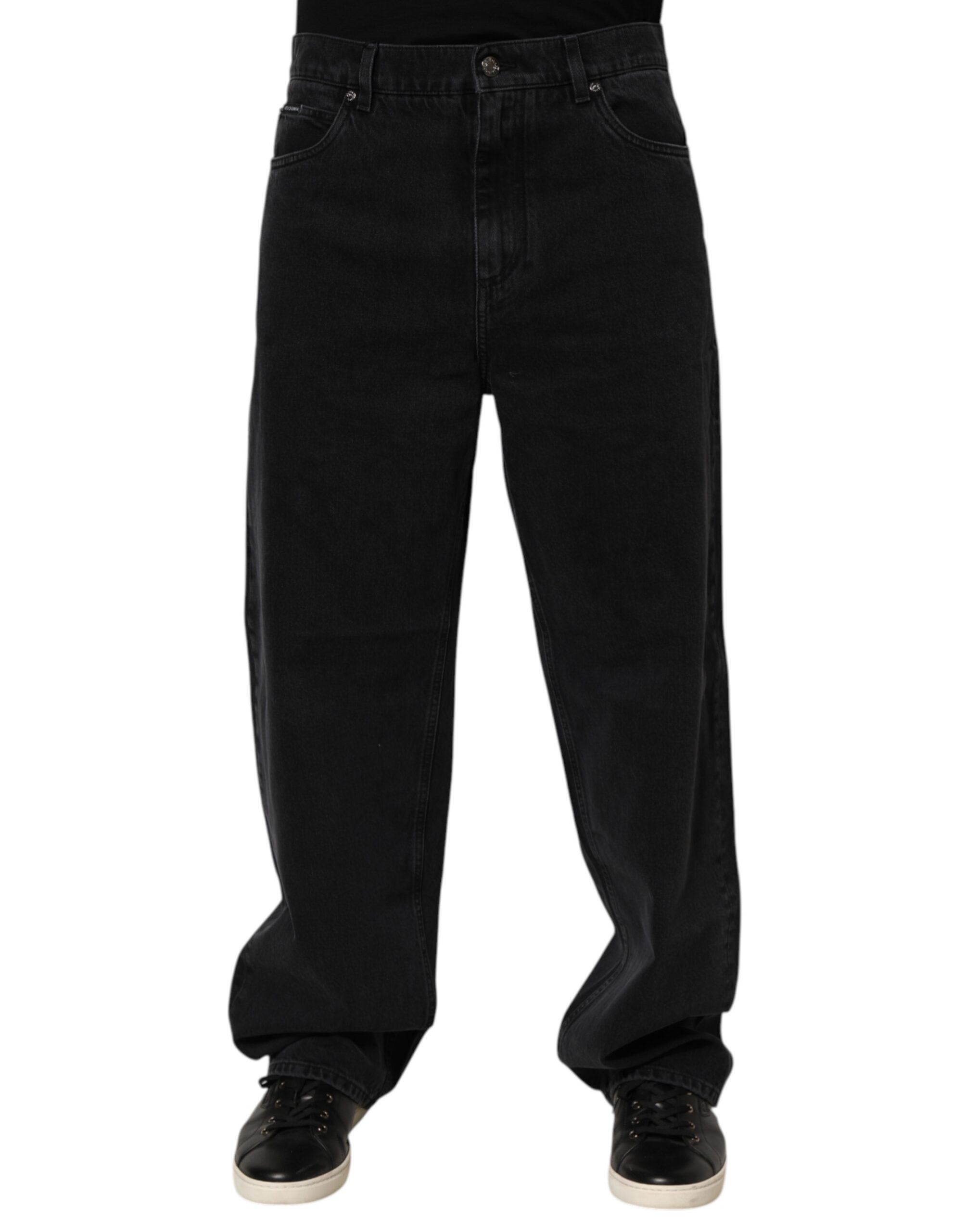 Dolce & Gabbana Black Denim Wide Leg Relaxed Fit Pants Jeans - Image 2