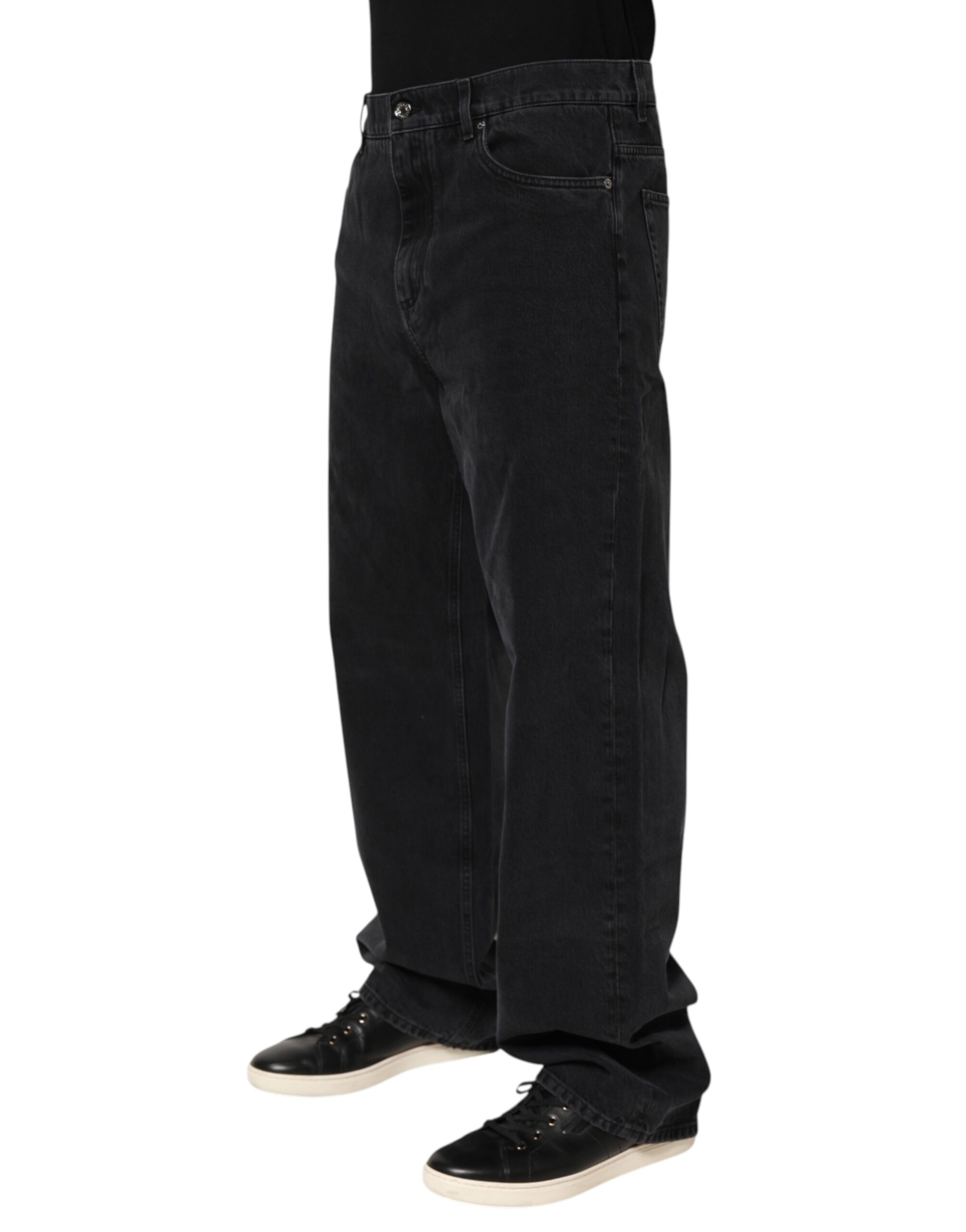 Dolce & Gabbana Black Denim Wide Leg Relaxed Fit Pants Jeans - Image 3