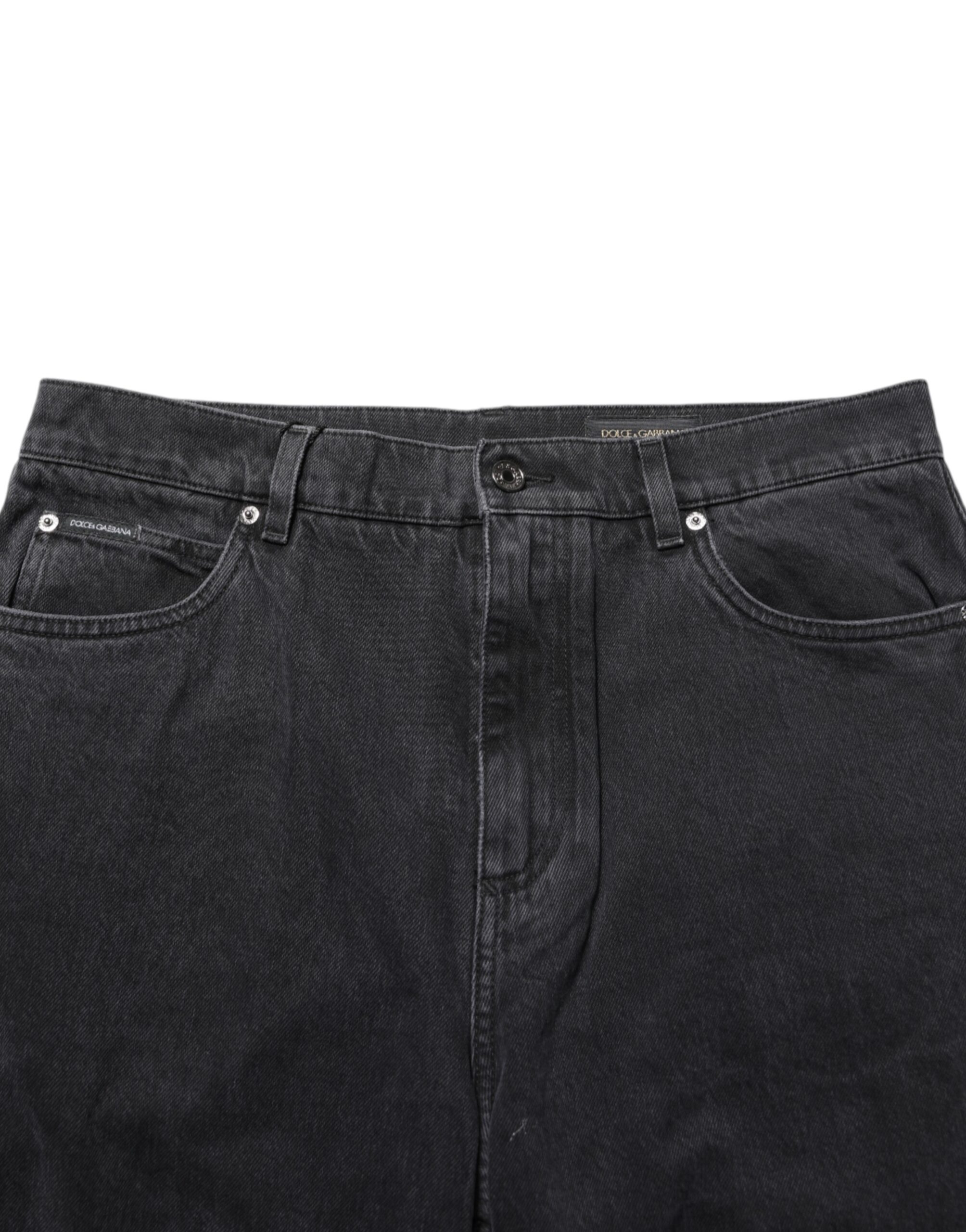 Dolce & Gabbana Black Denim Wide Leg Relaxed Fit Pants Jeans - Image 5