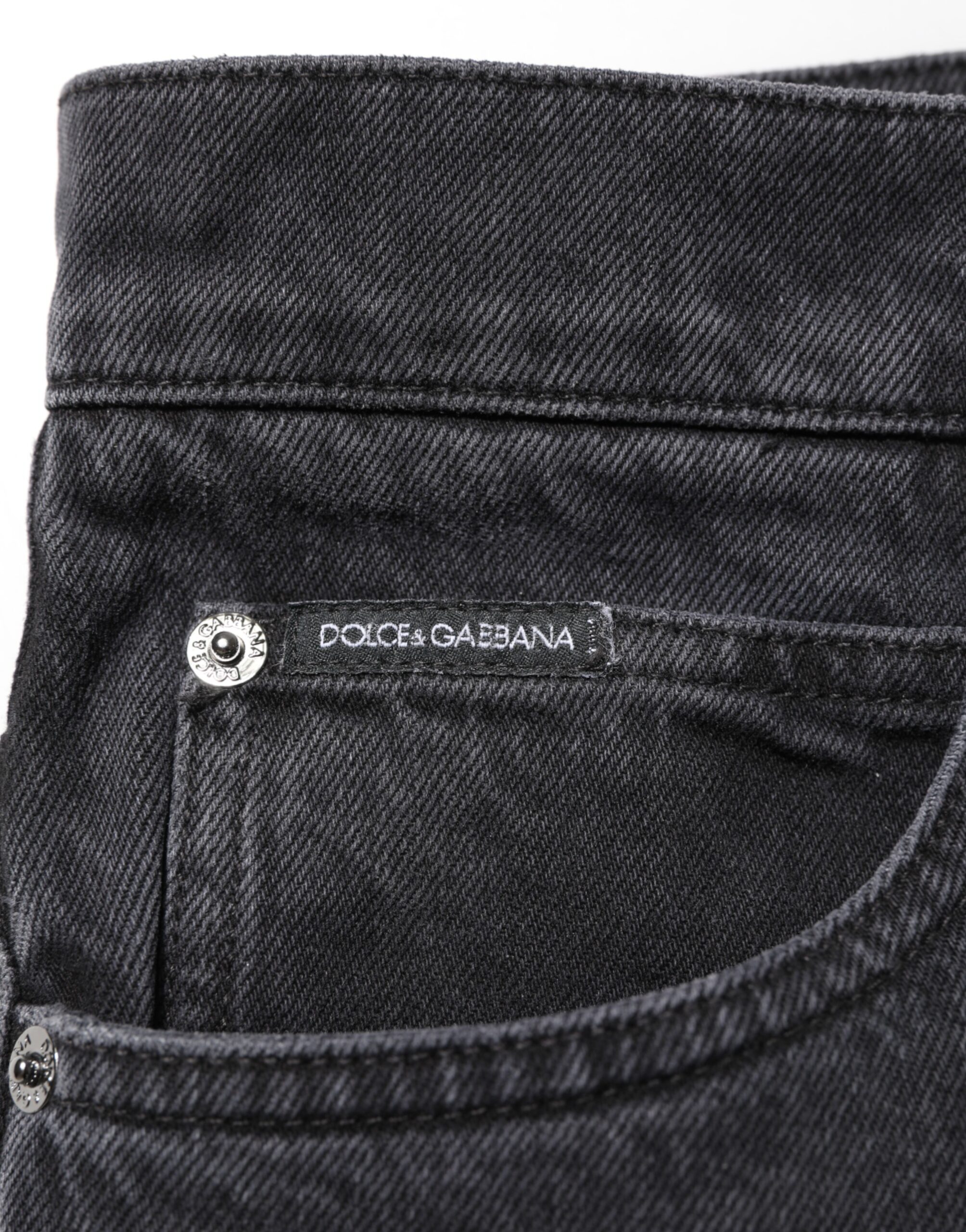Dolce & Gabbana Black Denim Wide Leg Relaxed Fit Pants Jeans - Image 6