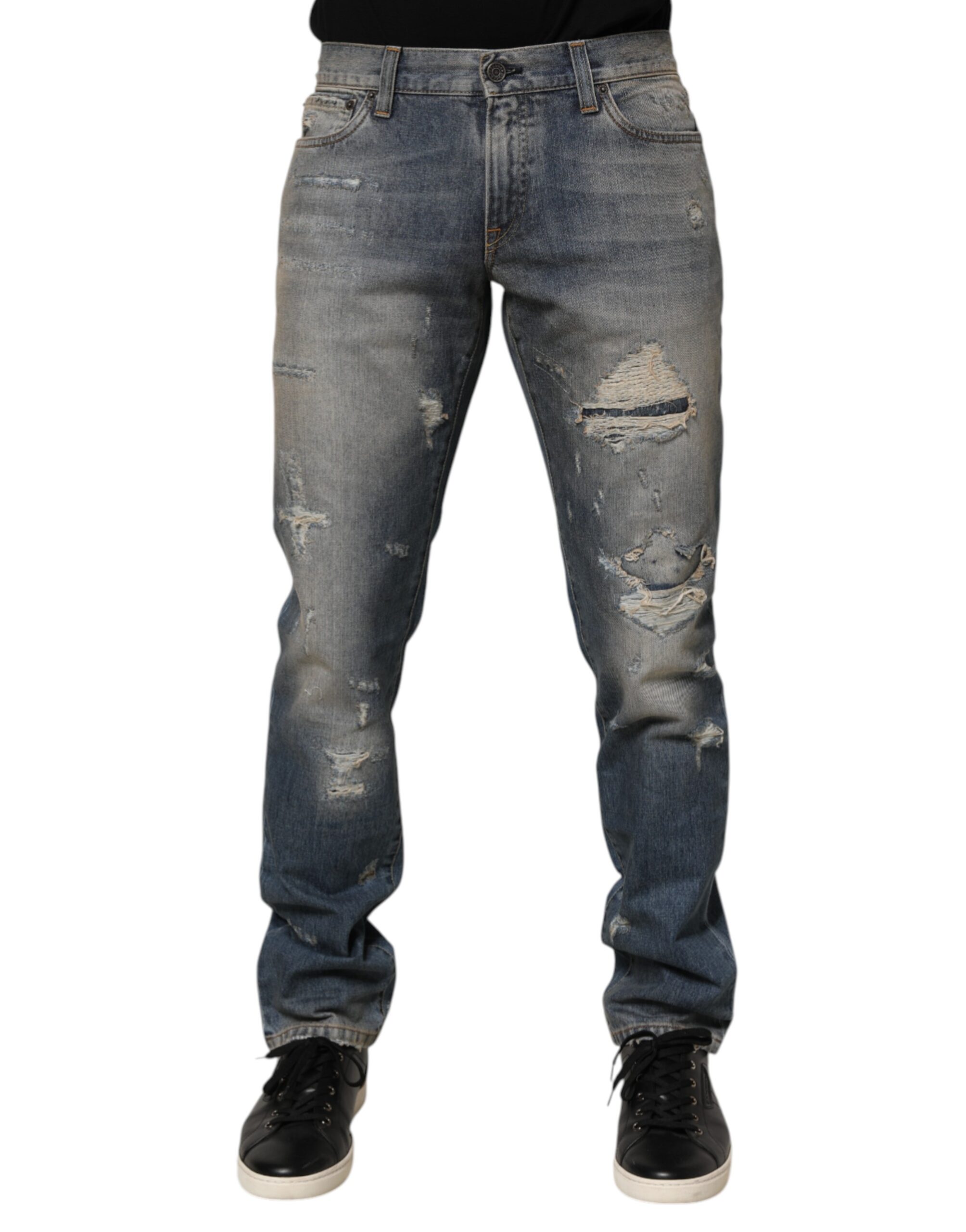 Dolce & Gabbana Blue Distressed Denim Slim Fit Pants Jeans - Image 2