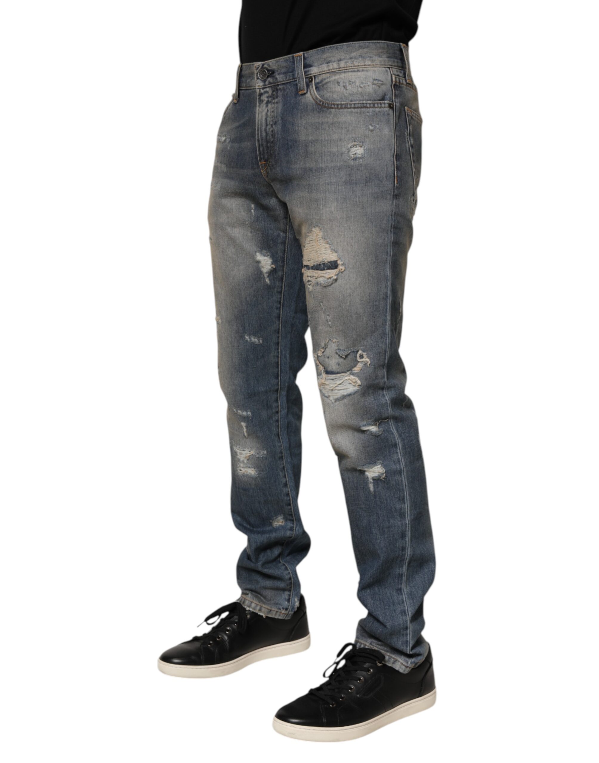 Dolce & Gabbana Blue Distressed Denim Slim Fit Pants Jeans - Image 3