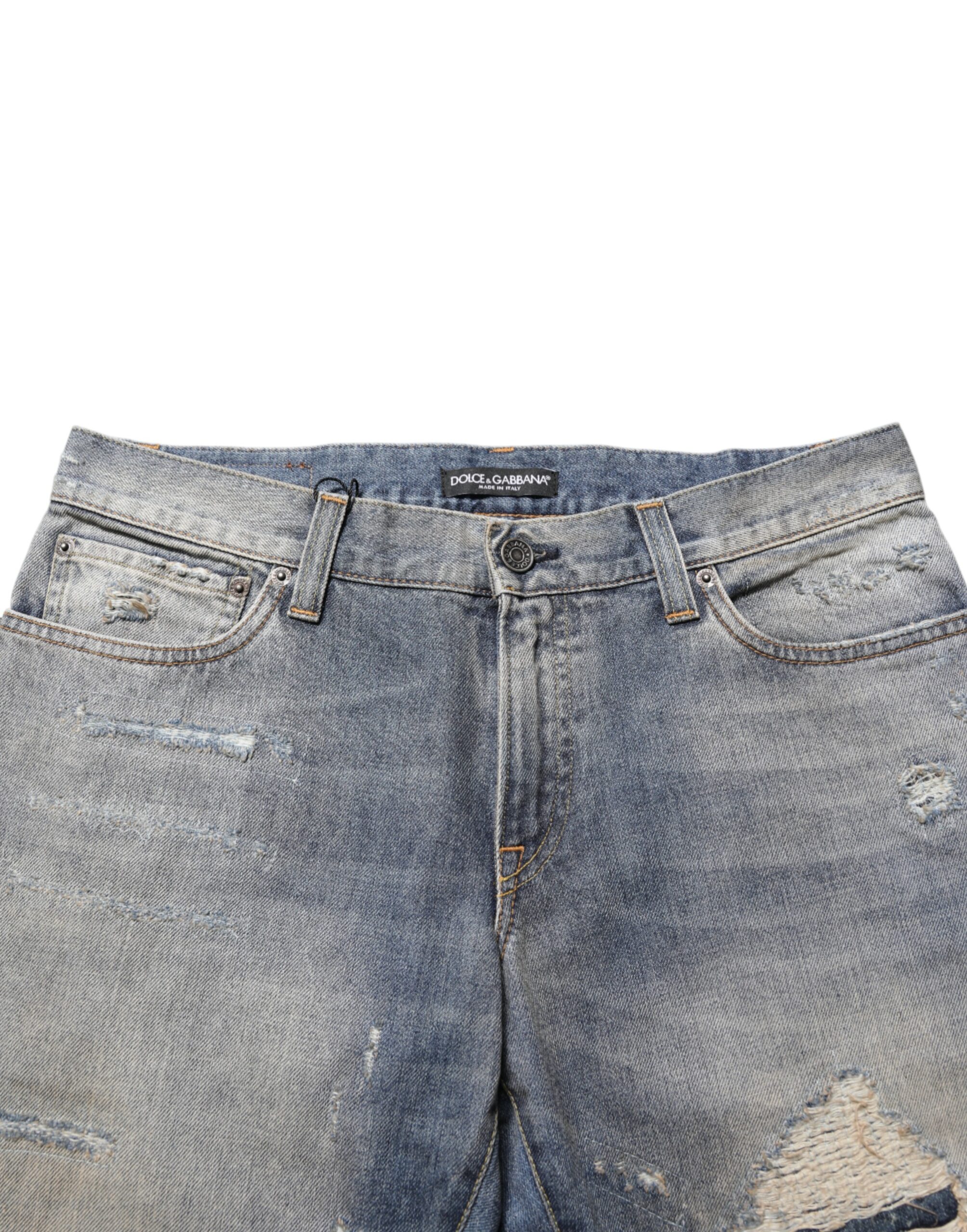 Dolce & Gabbana Blue Distressed Denim Slim Fit Pants Jeans - Image 5