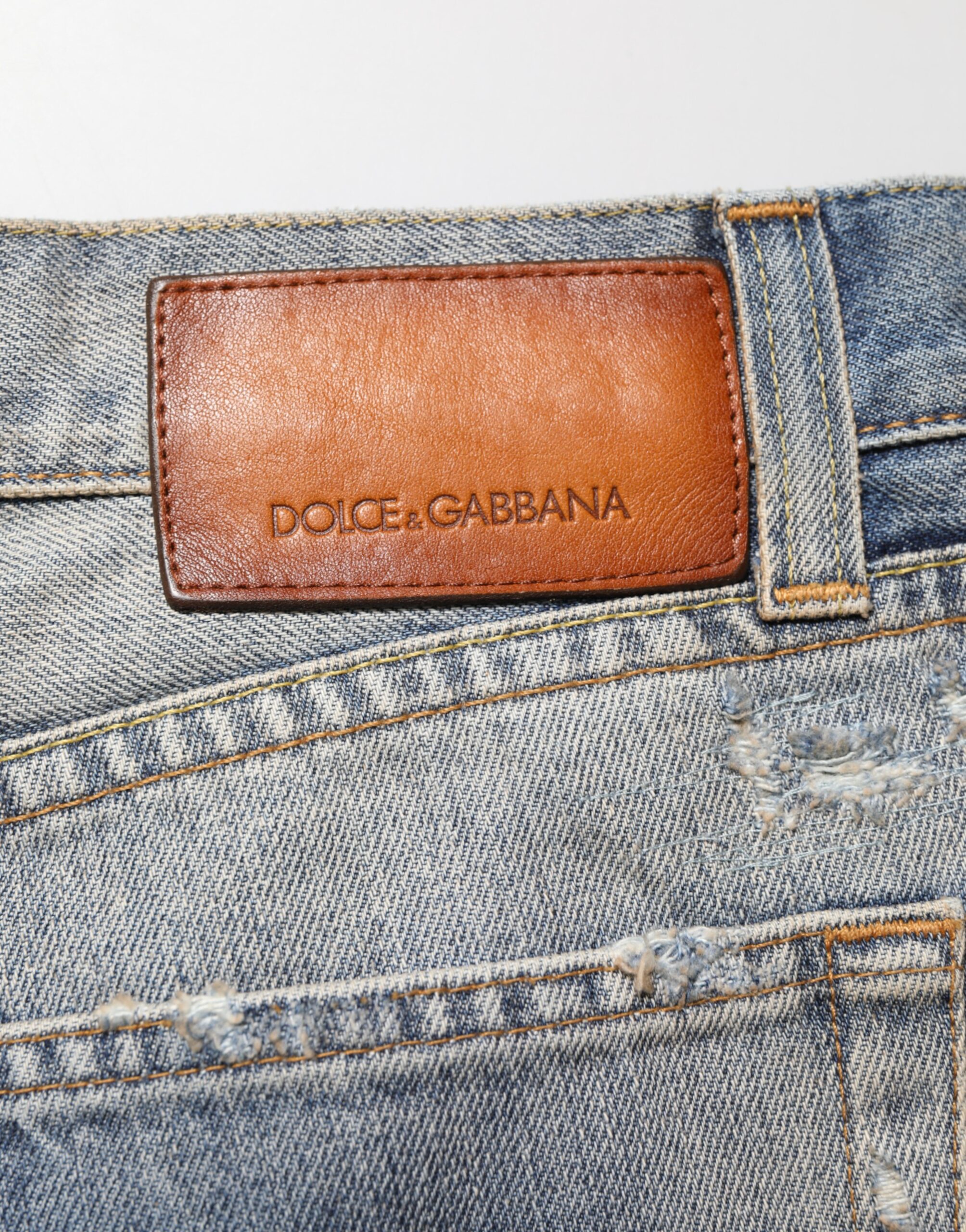 Dolce & Gabbana Blue Distressed Denim Slim Fit Pants Jeans - Image 7