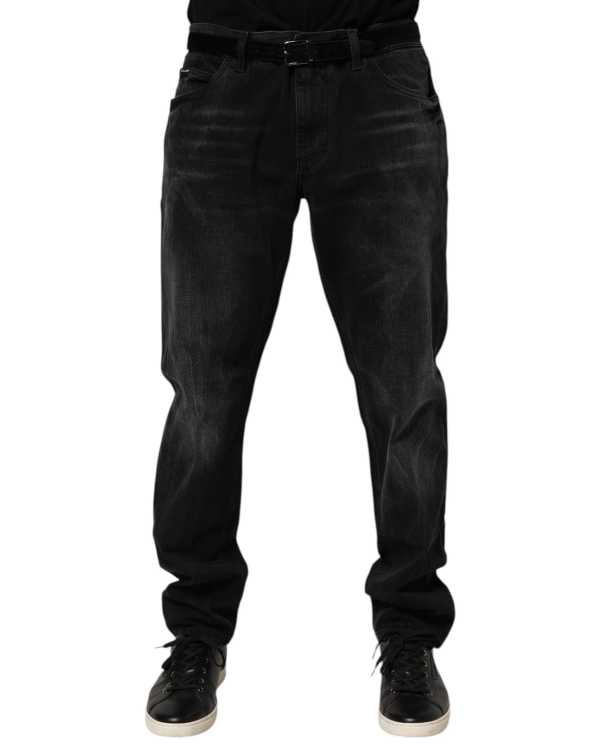 Dolce & Gabbana Black Washed Cotton Skinny Men Denim Jeans - Image 2