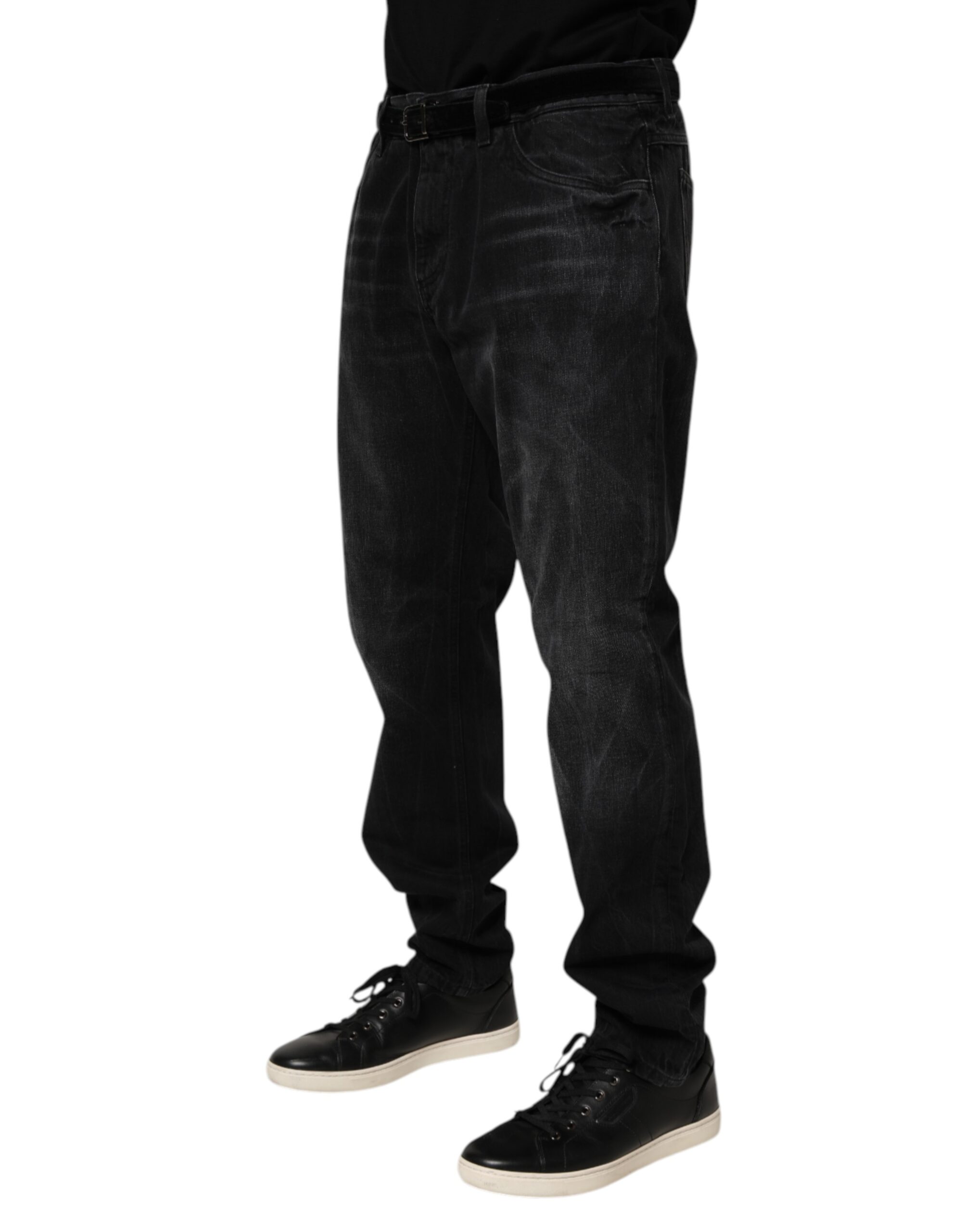 Dolce & Gabbana Black Washed Cotton Skinny Men Denim Jeans - Image 3