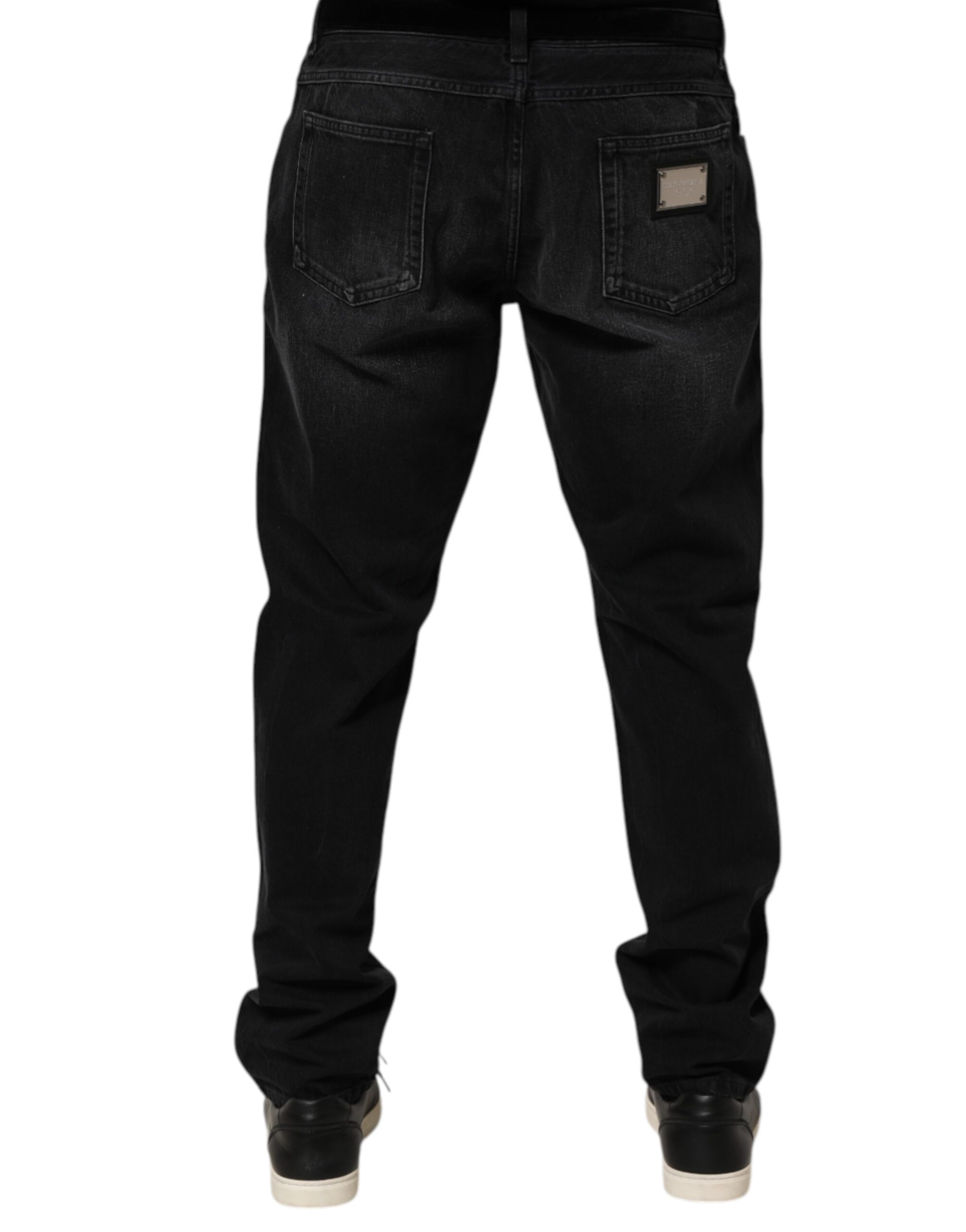 Dolce & Gabbana Black Washed Cotton Skinny Men Denim Jeans - Image 4