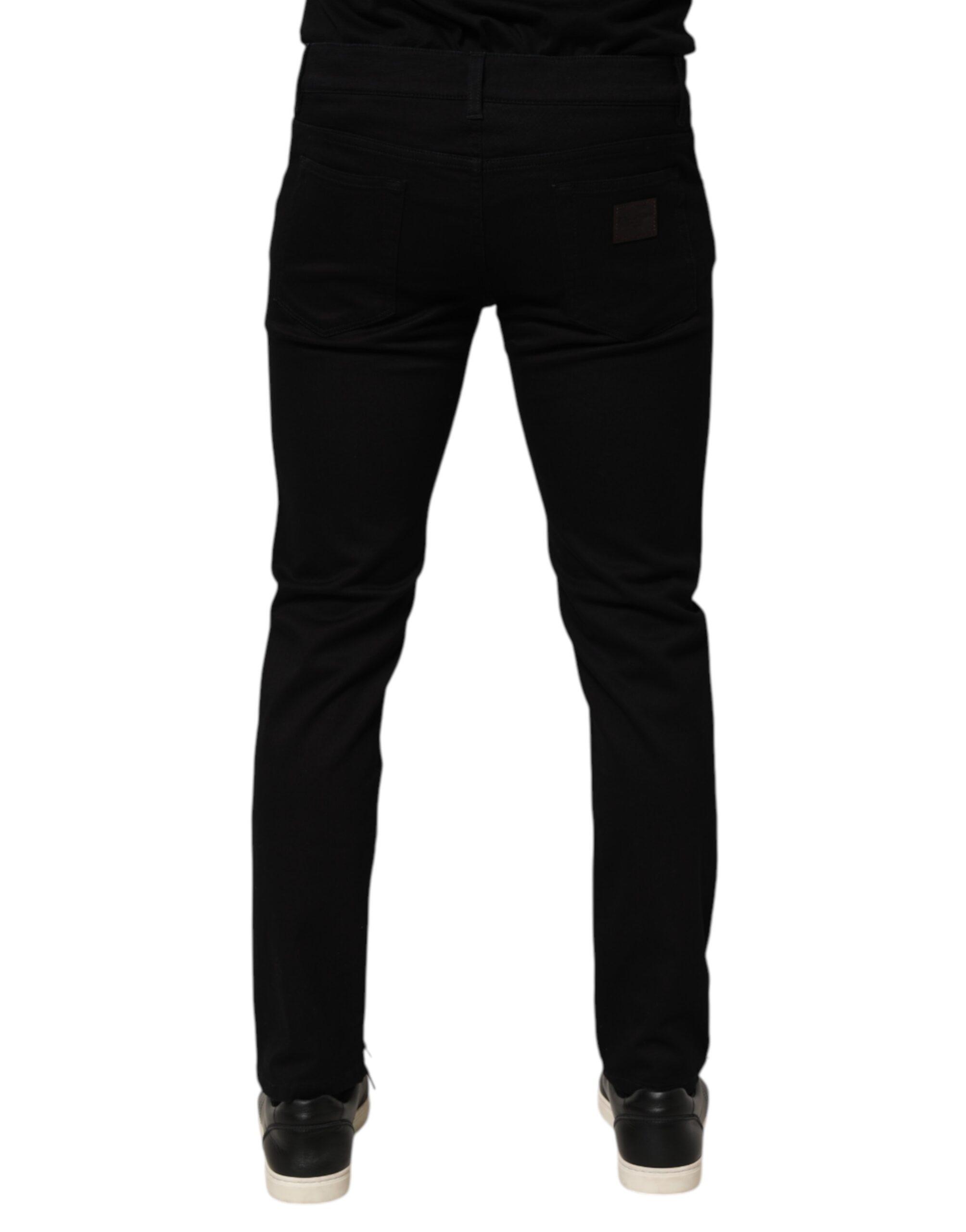 Dolce & Gabbana Black Cotton Blend Skinny Men Trouser Pants - Image 4