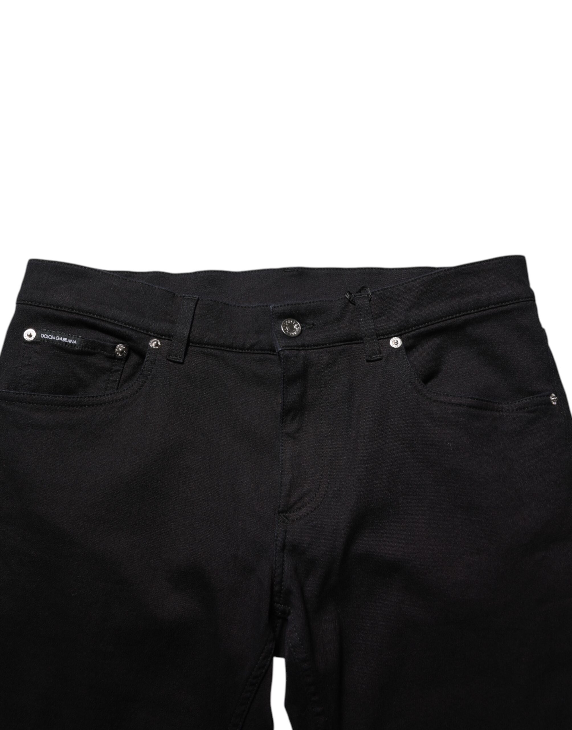 Dolce & Gabbana Black Cotton Blend Skinny Men Trouser Pants - Image 5