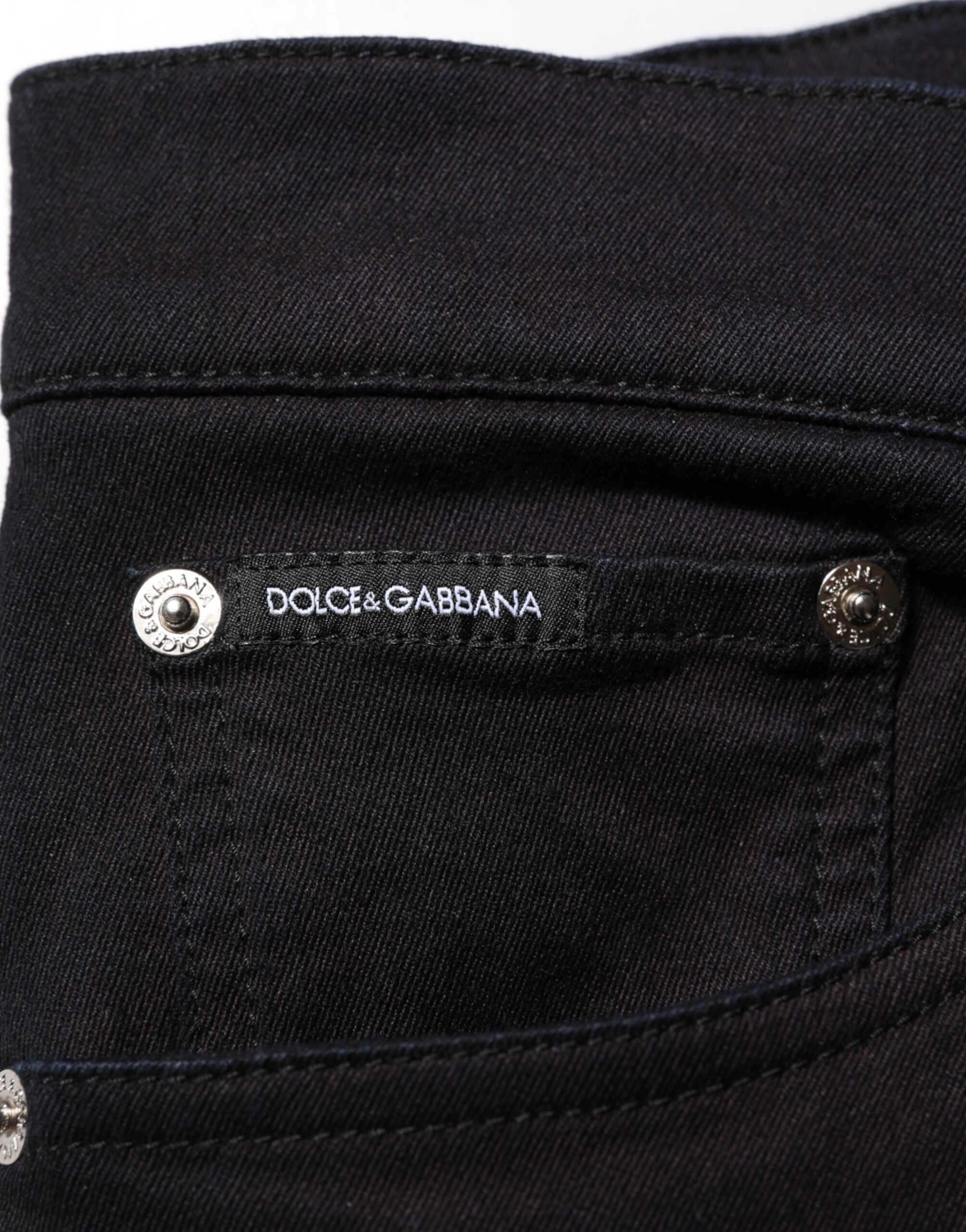 Dolce & Gabbana Black Cotton Blend Skinny Men Trouser Pants - Image 6