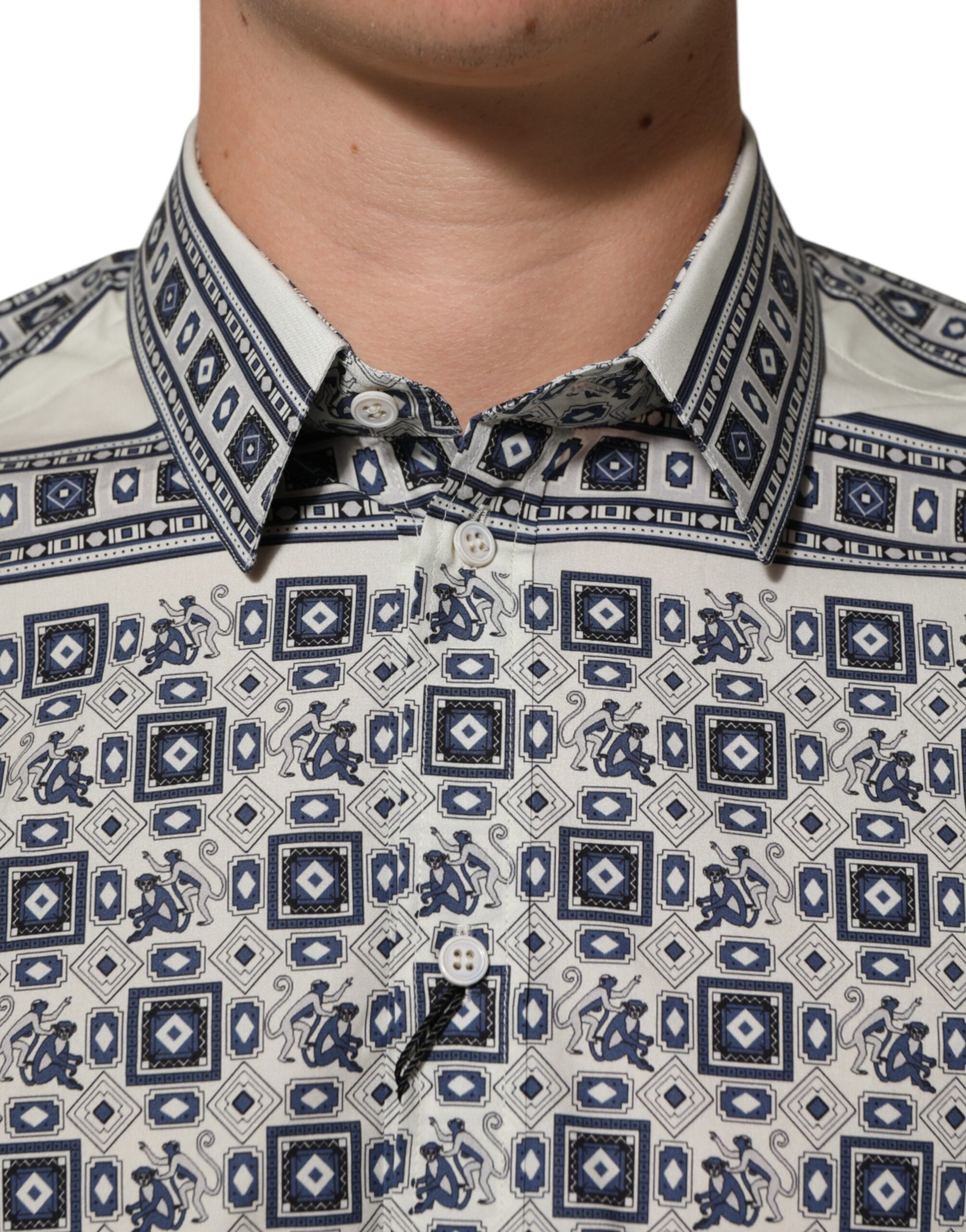 Dolce & Gabbana Multicolor Monkey Tie Print GOLD Dress Shirt - Image 5