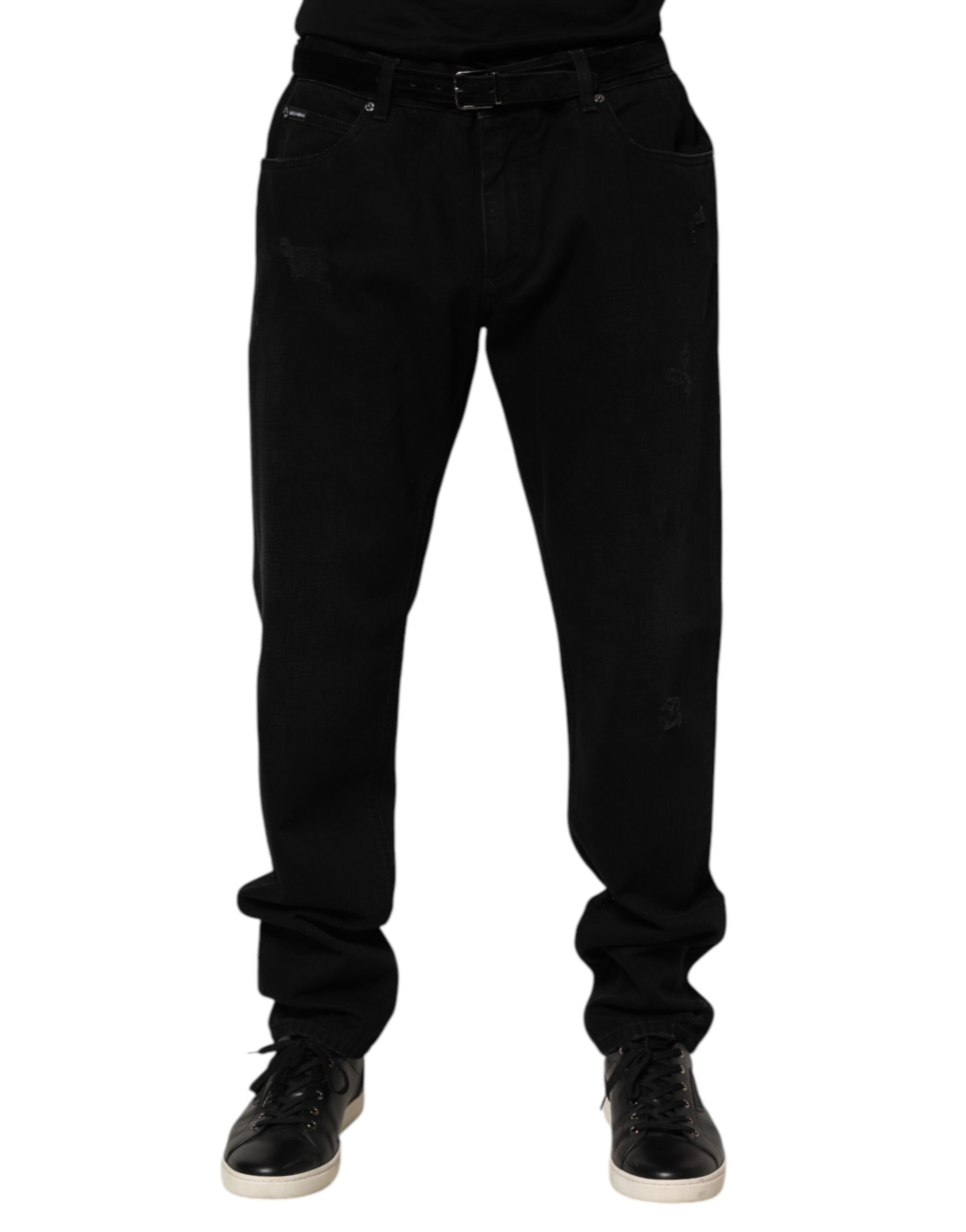 Dolce & Gabbana Black Cotton Regular Denim Men Trouser Jeans - Image 2