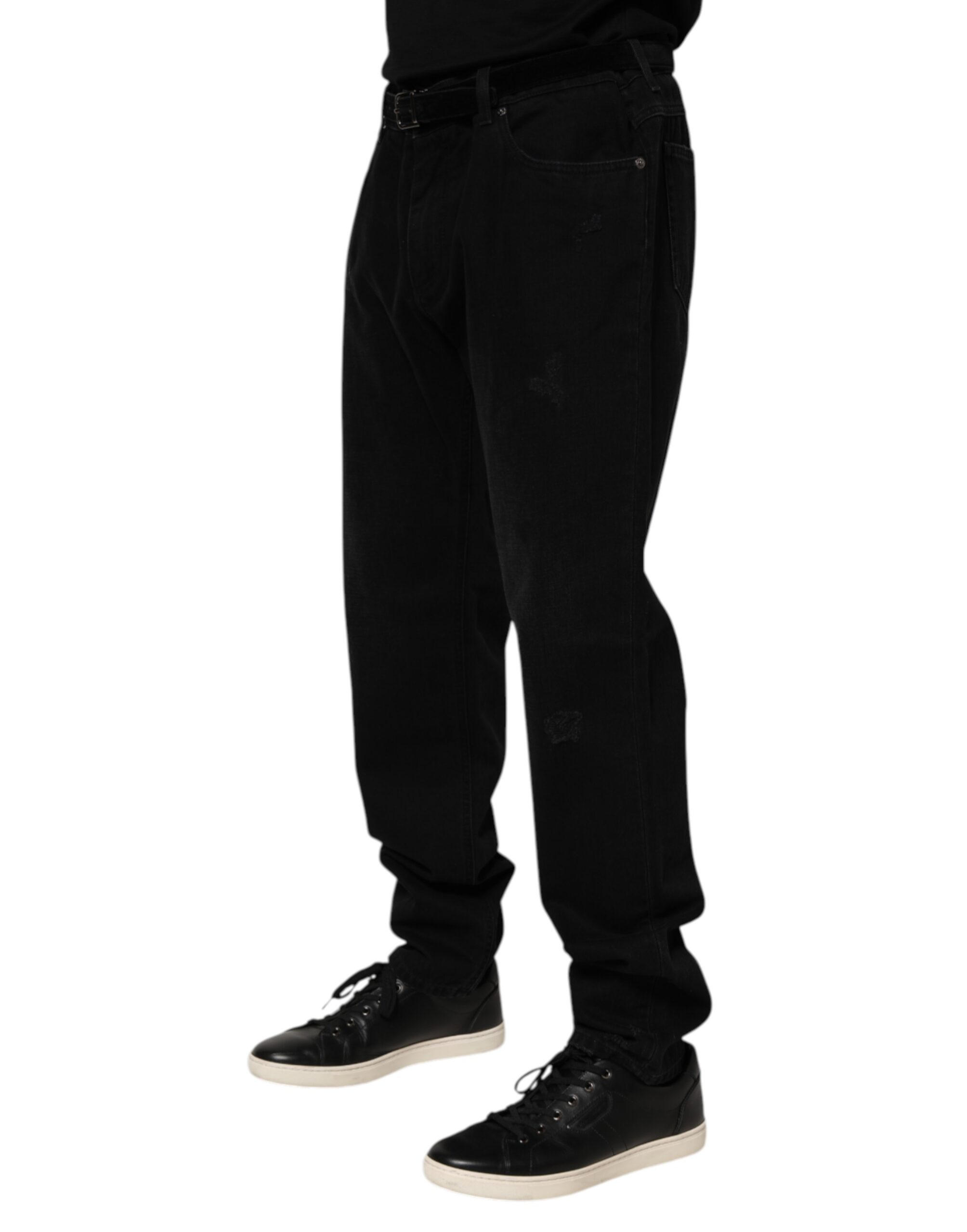 Dolce & Gabbana Black Cotton Regular Denim Men Trouser Jeans - Image 3