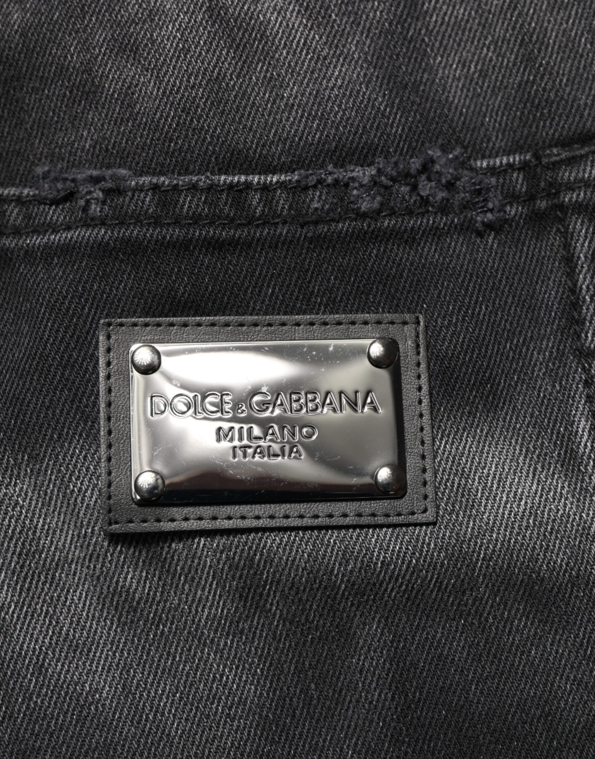 Dolce & Gabbana Black Marbled Effect Straight Men Denim Jeans - Image 8