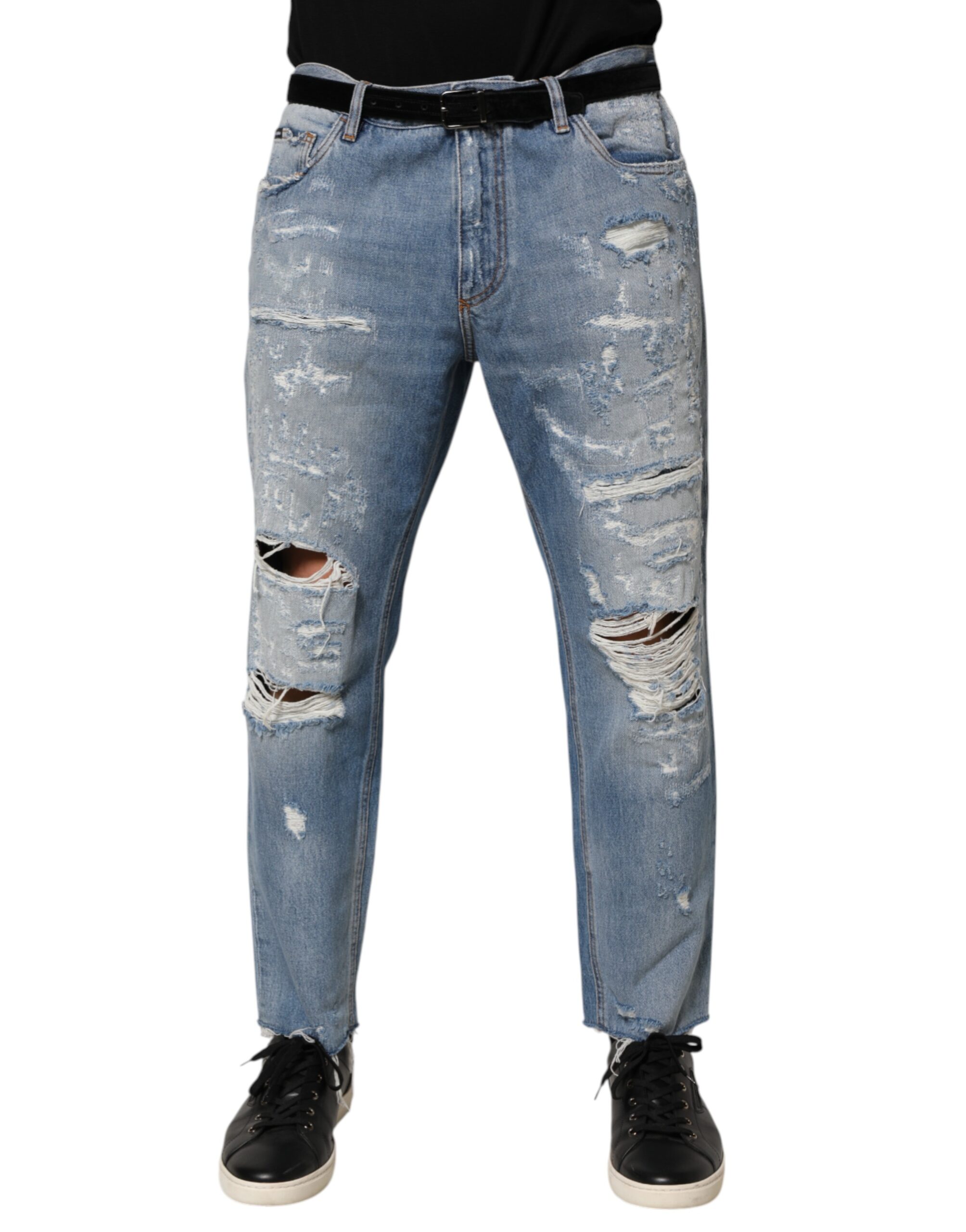 Dolce & Gabbana Blue Distressed Ripped Denim Trouser Jeans - Image 2