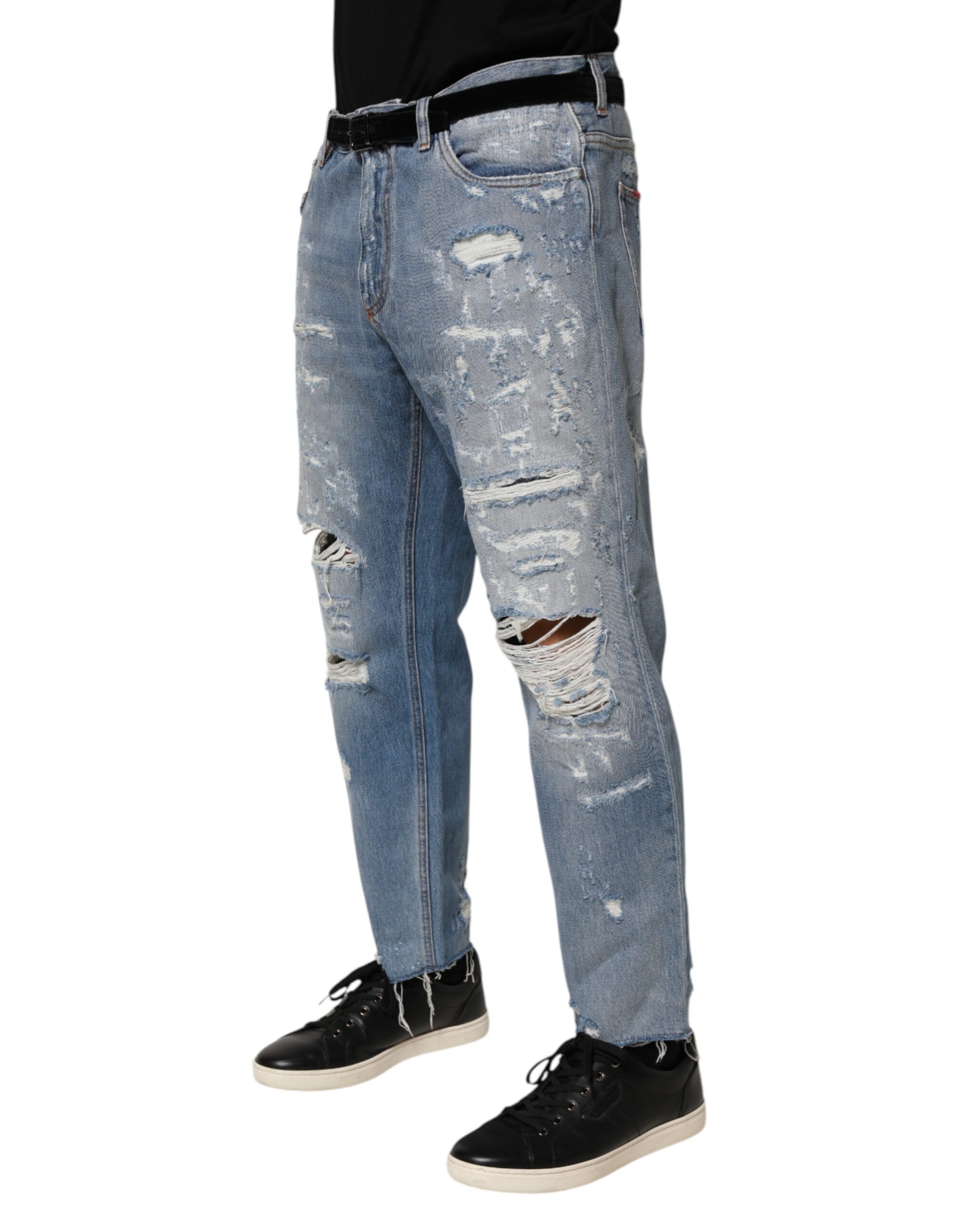 Dolce & Gabbana Blue Distressed Ripped Denim Trouser Jeans - Image 3
