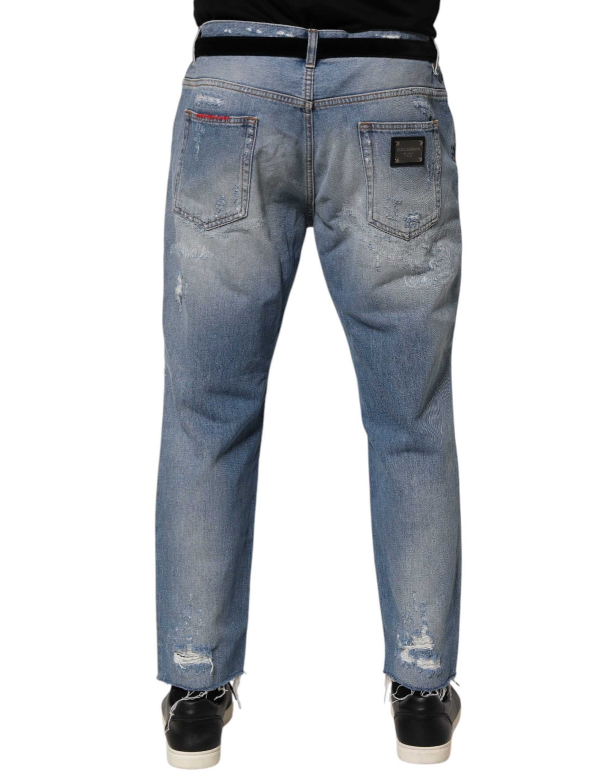 Dolce & Gabbana Blue Distressed Ripped Denim Trouser Jeans - Image 4
