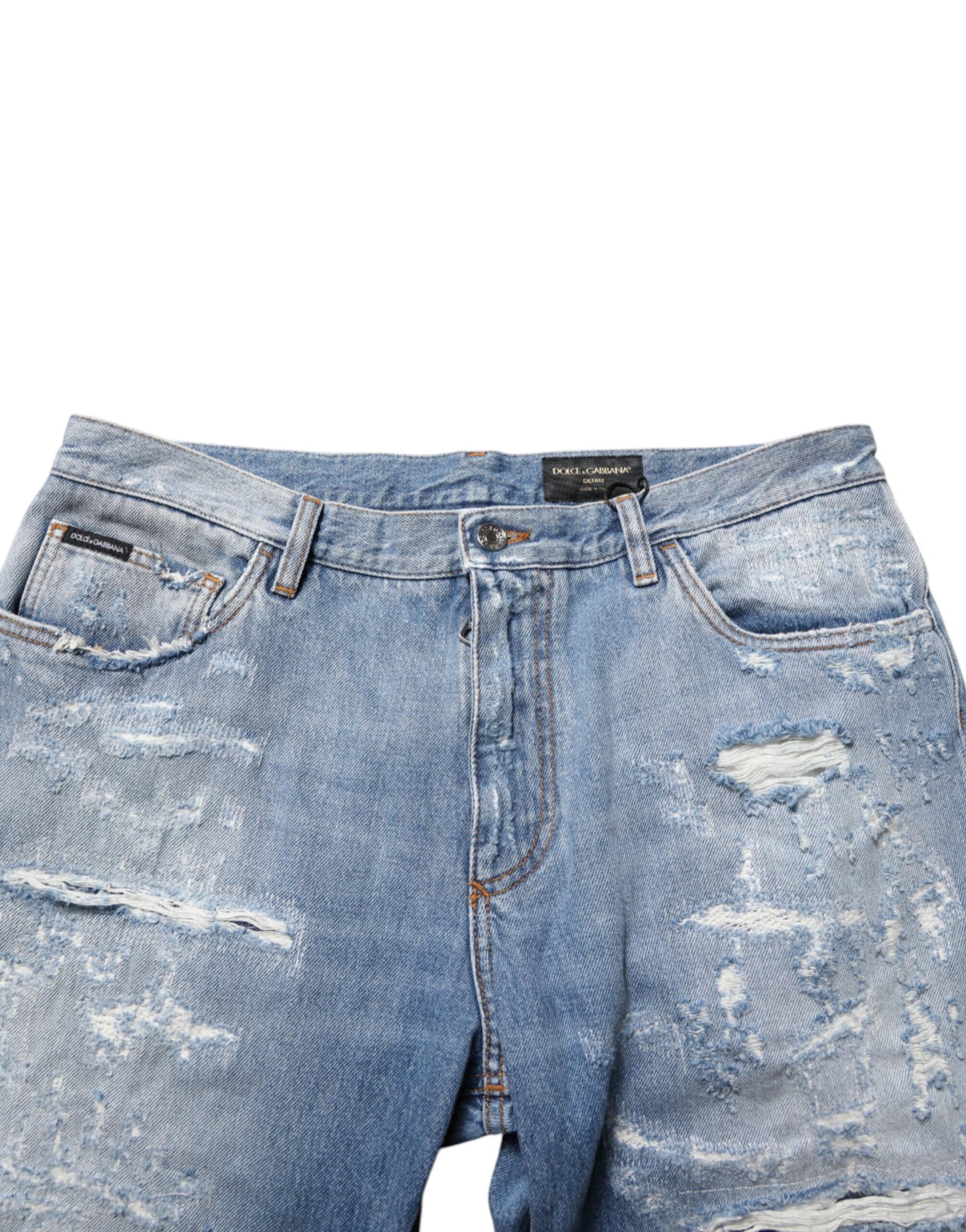 Dolce & Gabbana Blue Distressed Ripped Denim Trouser Jeans - Image 5