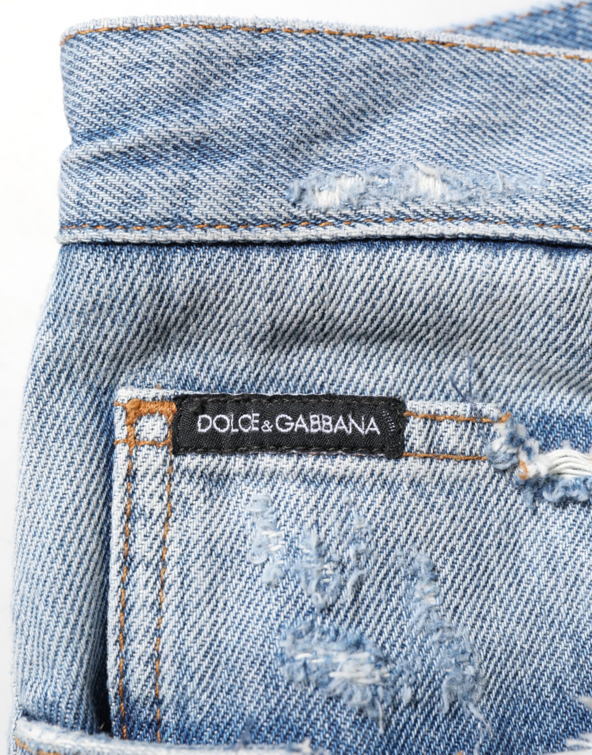 Dolce & Gabbana Blue Distressed Ripped Denim Trouser Jeans - Image 7