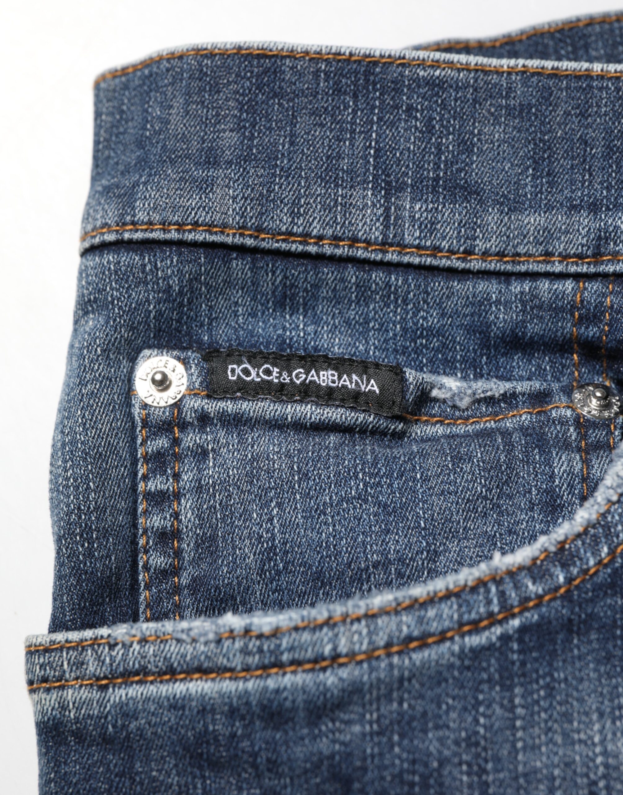 Dolce & Gabbana Dark Blue Washed Running Ripped Denim Jeans - Image 6
