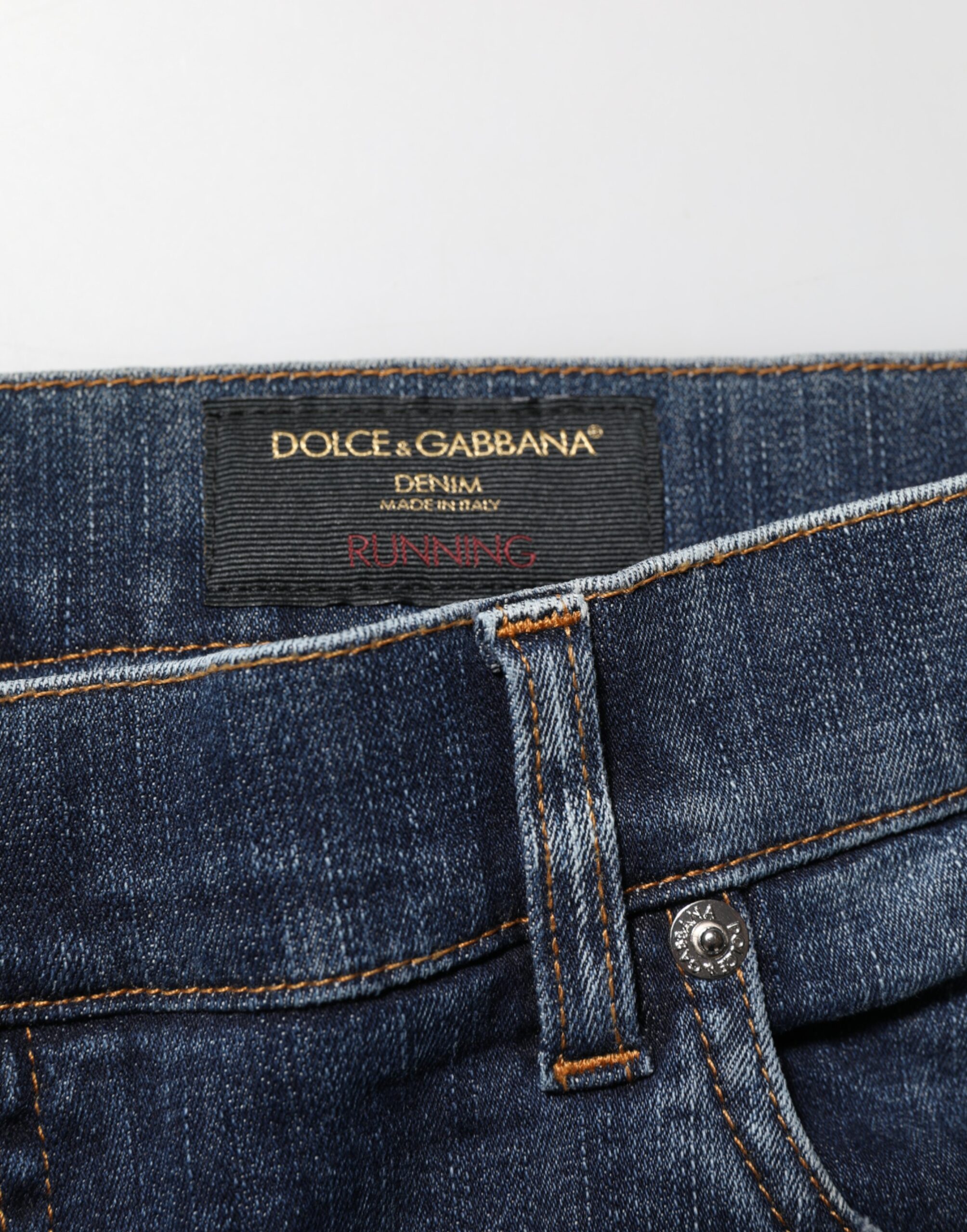 Dolce & Gabbana Dark Blue Washed Running Ripped Denim Jeans - Image 7