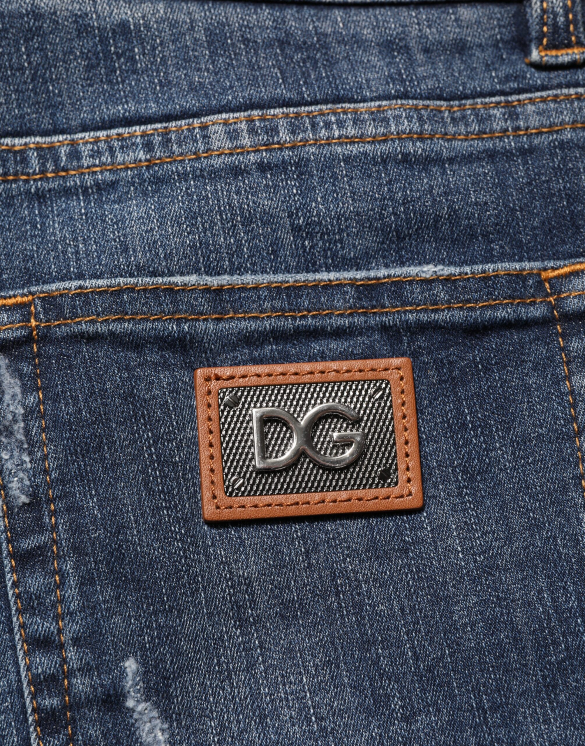 Dolce & Gabbana Dark Blue Washed Running Ripped Denim Jeans - Image 8