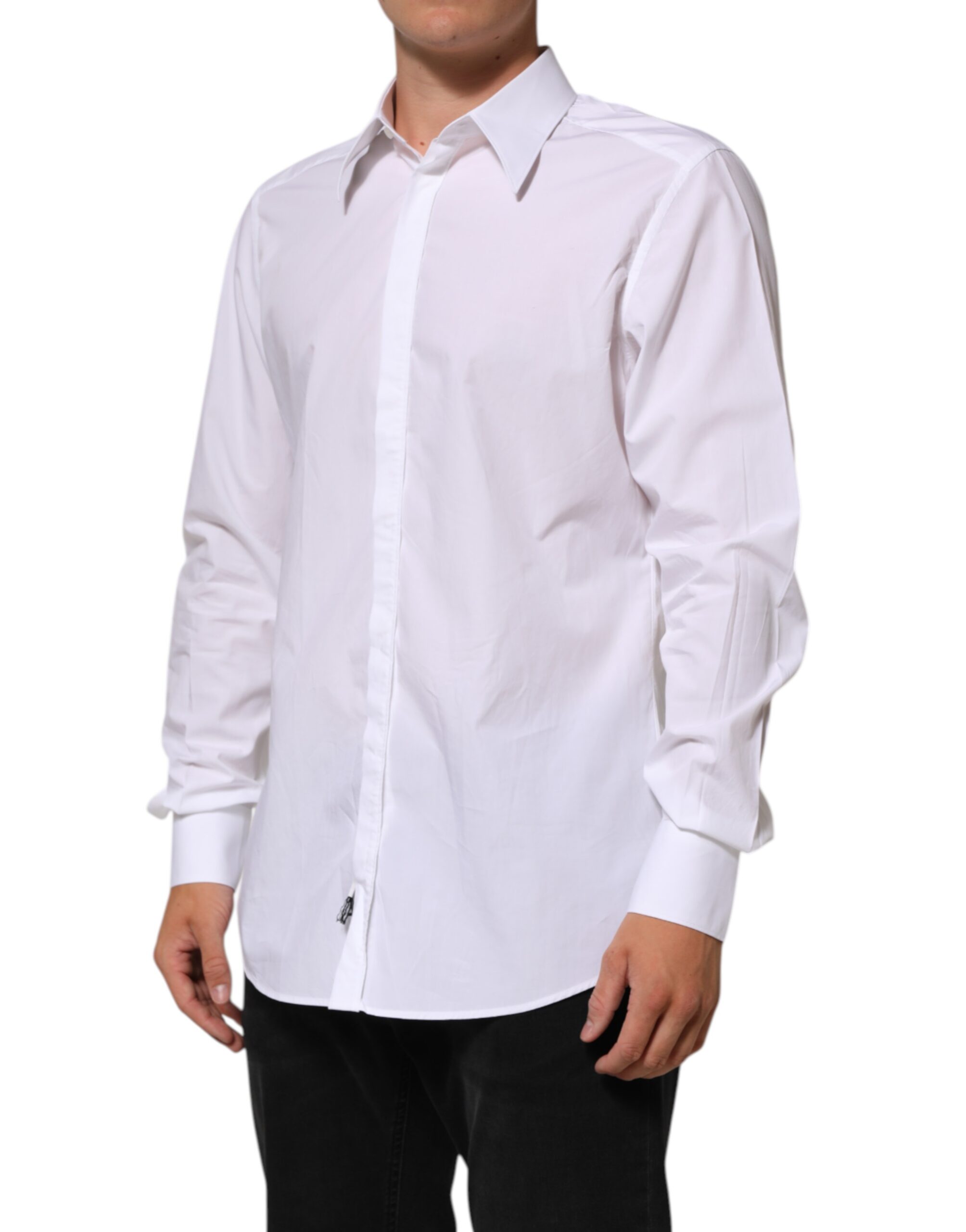 Dolce & Gabbana White Cotton MARTINI Men Formal Dress Shirt - Image 3