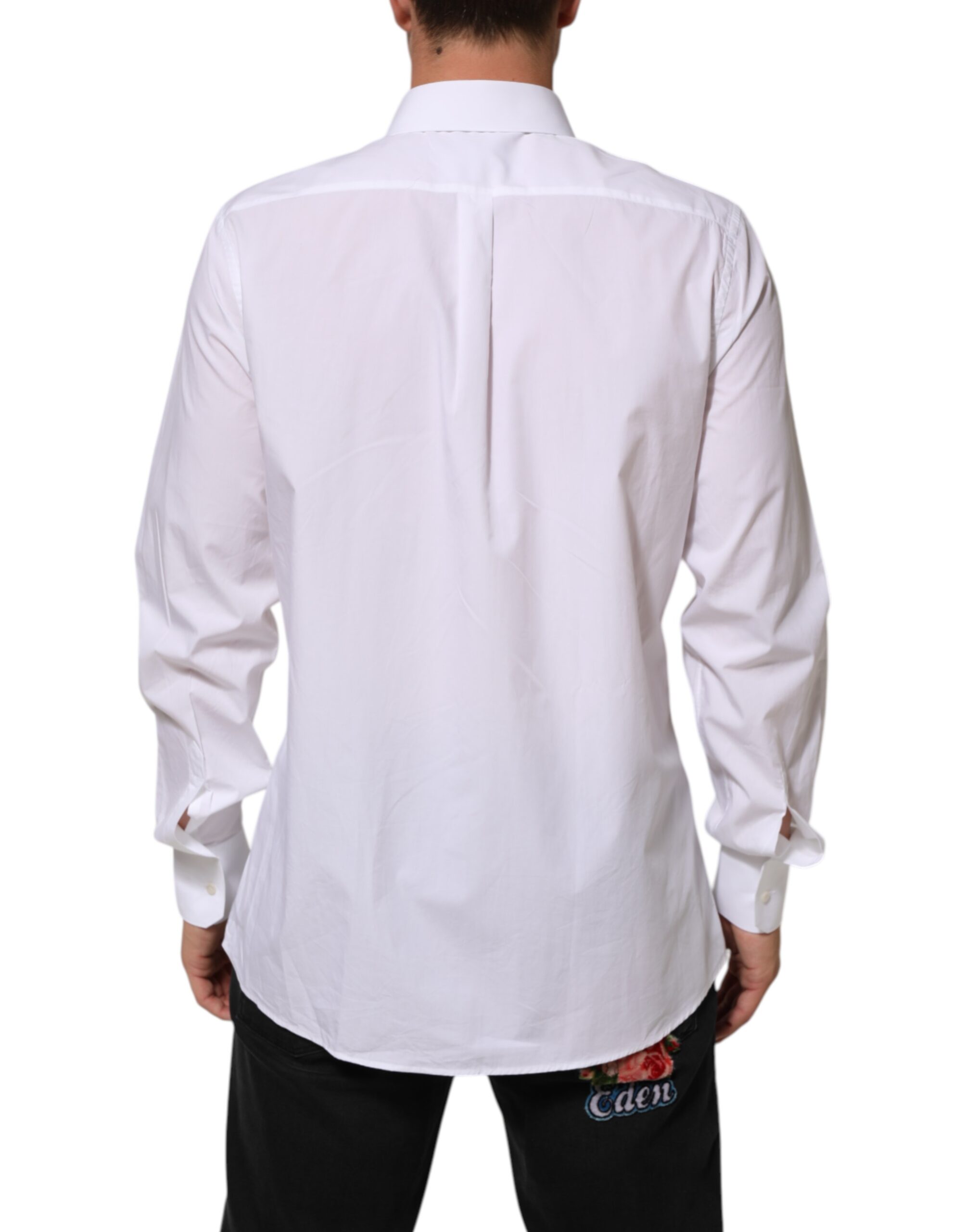 Dolce & Gabbana White Cotton MARTINI Men Formal Dress Shirt - Image 4