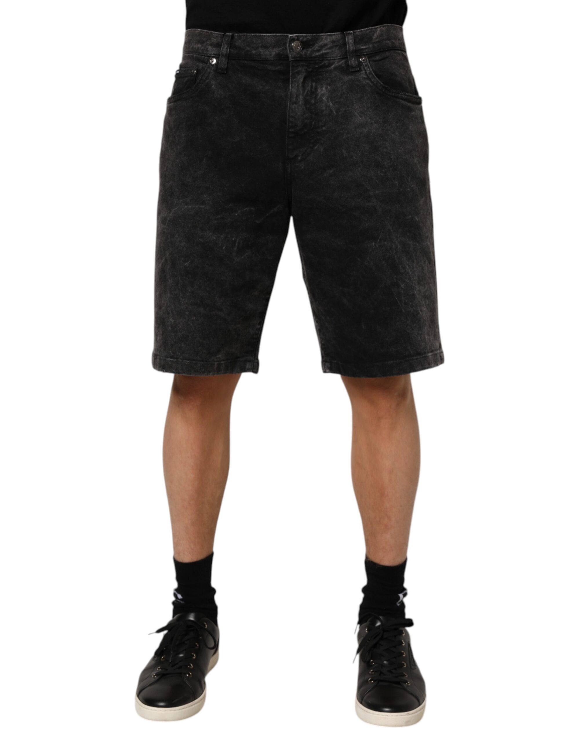 Dolce & Gabbana Black Cotton Mid Waist Denim Men Bermuda Short - Image 2