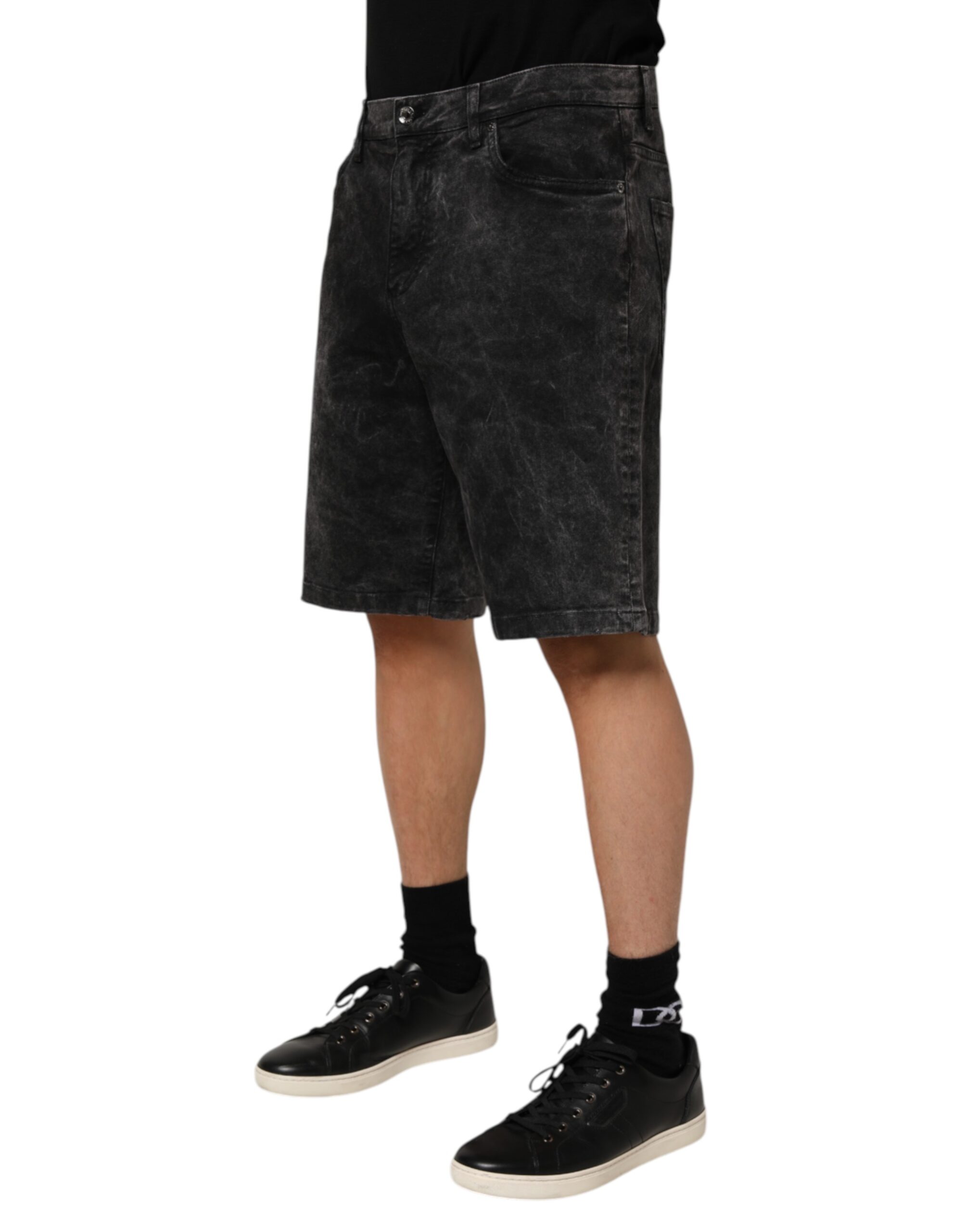 Dolce & Gabbana Black Cotton Mid Waist Denim Men Bermuda Short - Image 3