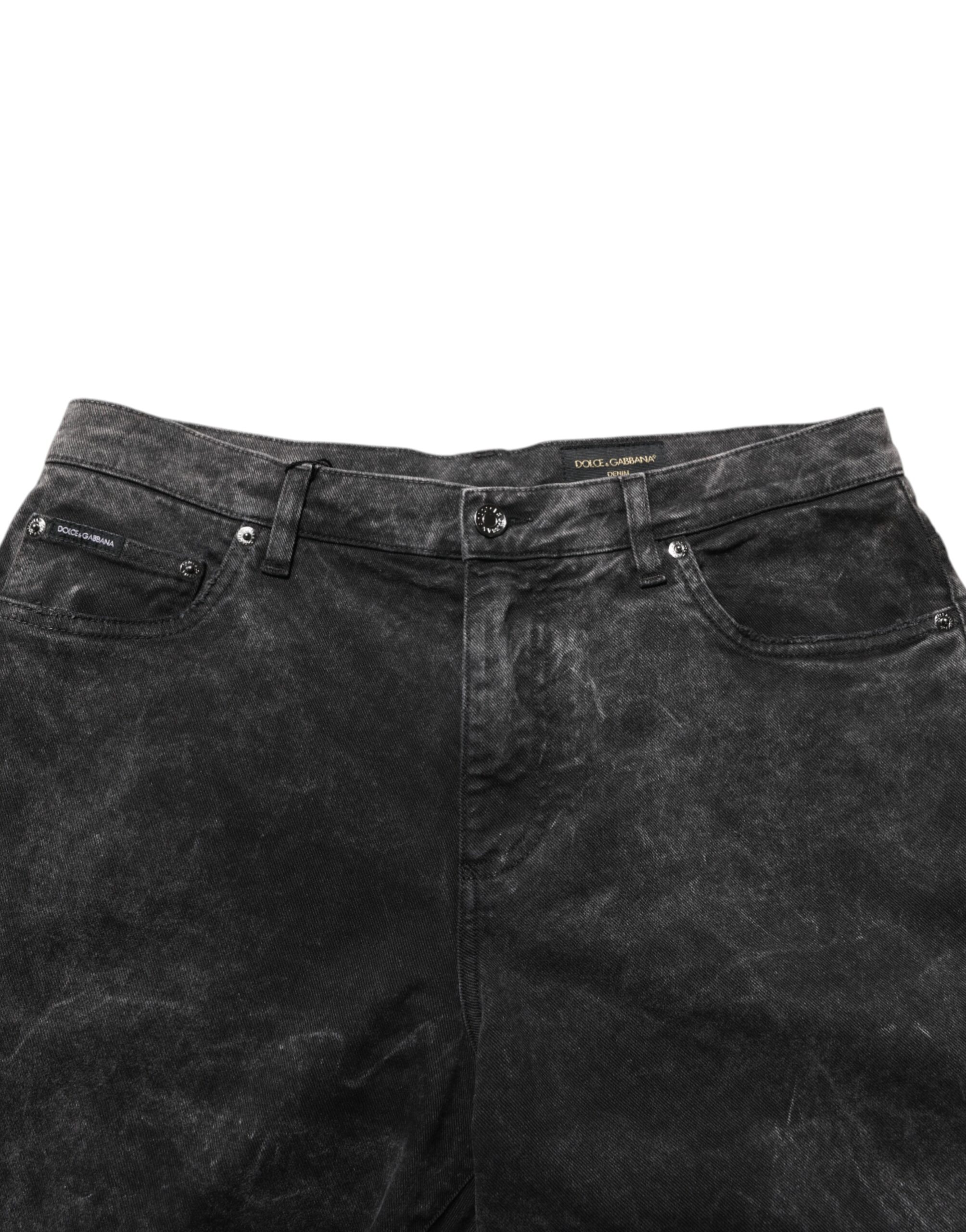 Dolce & Gabbana Black Cotton Mid Waist Denim Men Bermuda Short - Image 5