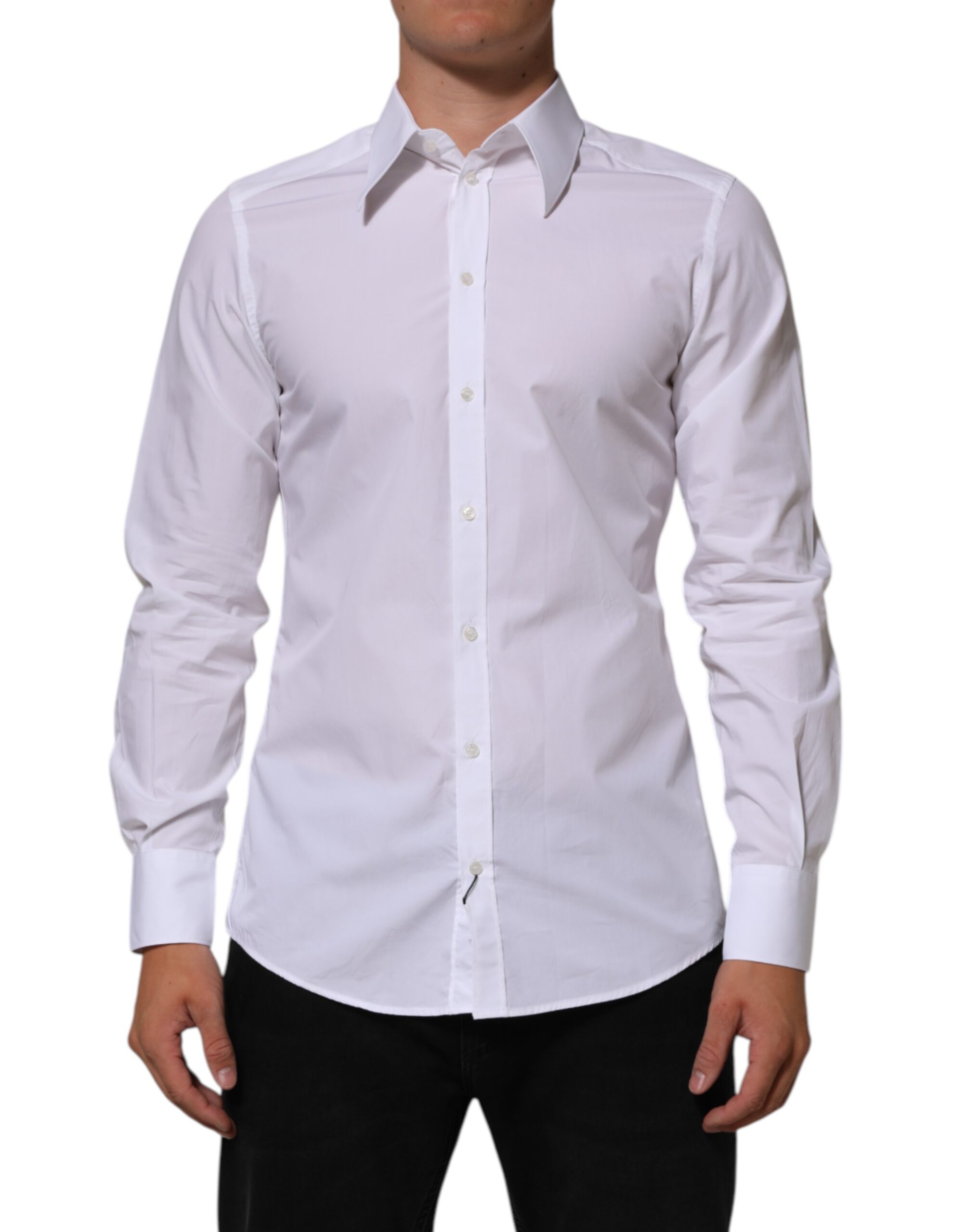 Dolce & Gabbana White Cotton MARTINI Men Formal Dress Shirt - Image 2
