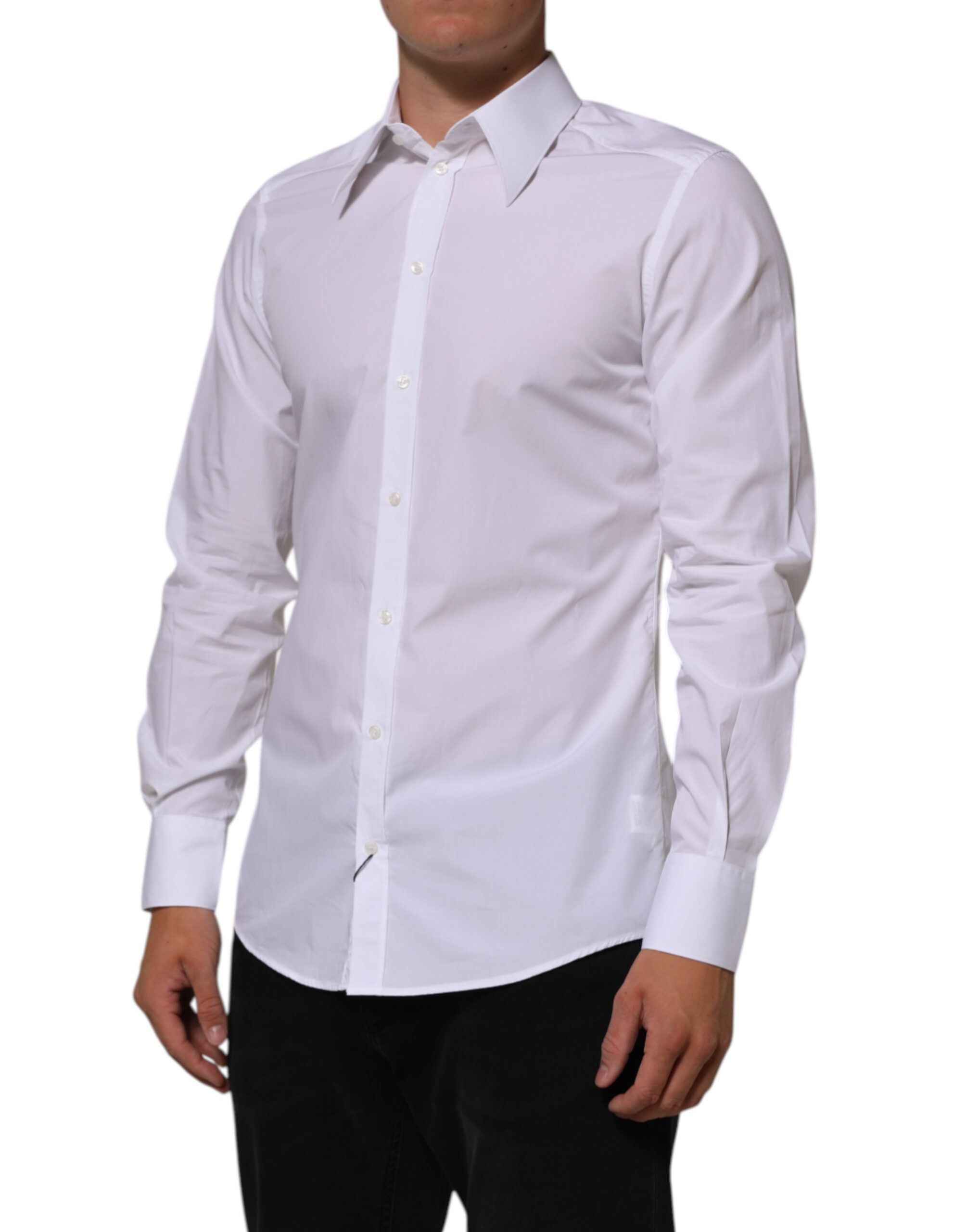 Dolce & Gabbana White Cotton MARTINI Men Formal Dress Shirt - Image 3