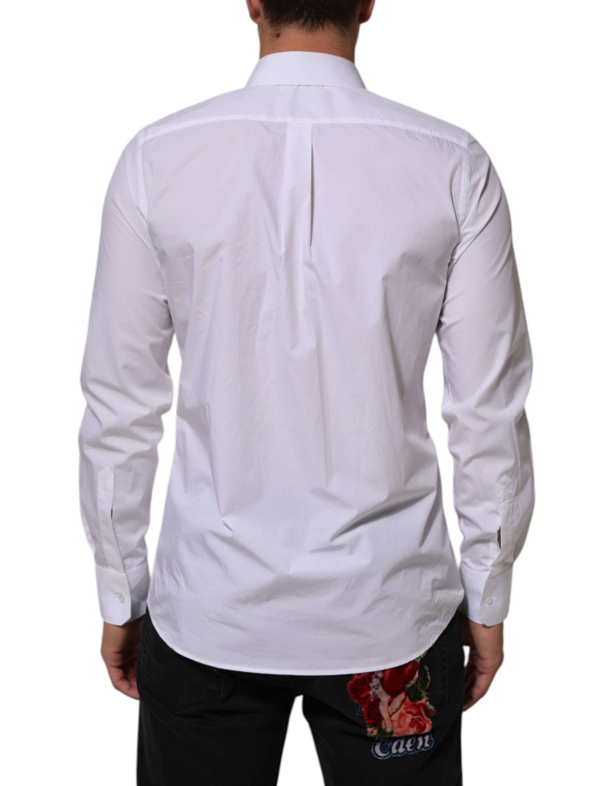 Dolce & Gabbana White Cotton MARTINI Men Formal Dress Shirt - Image 4