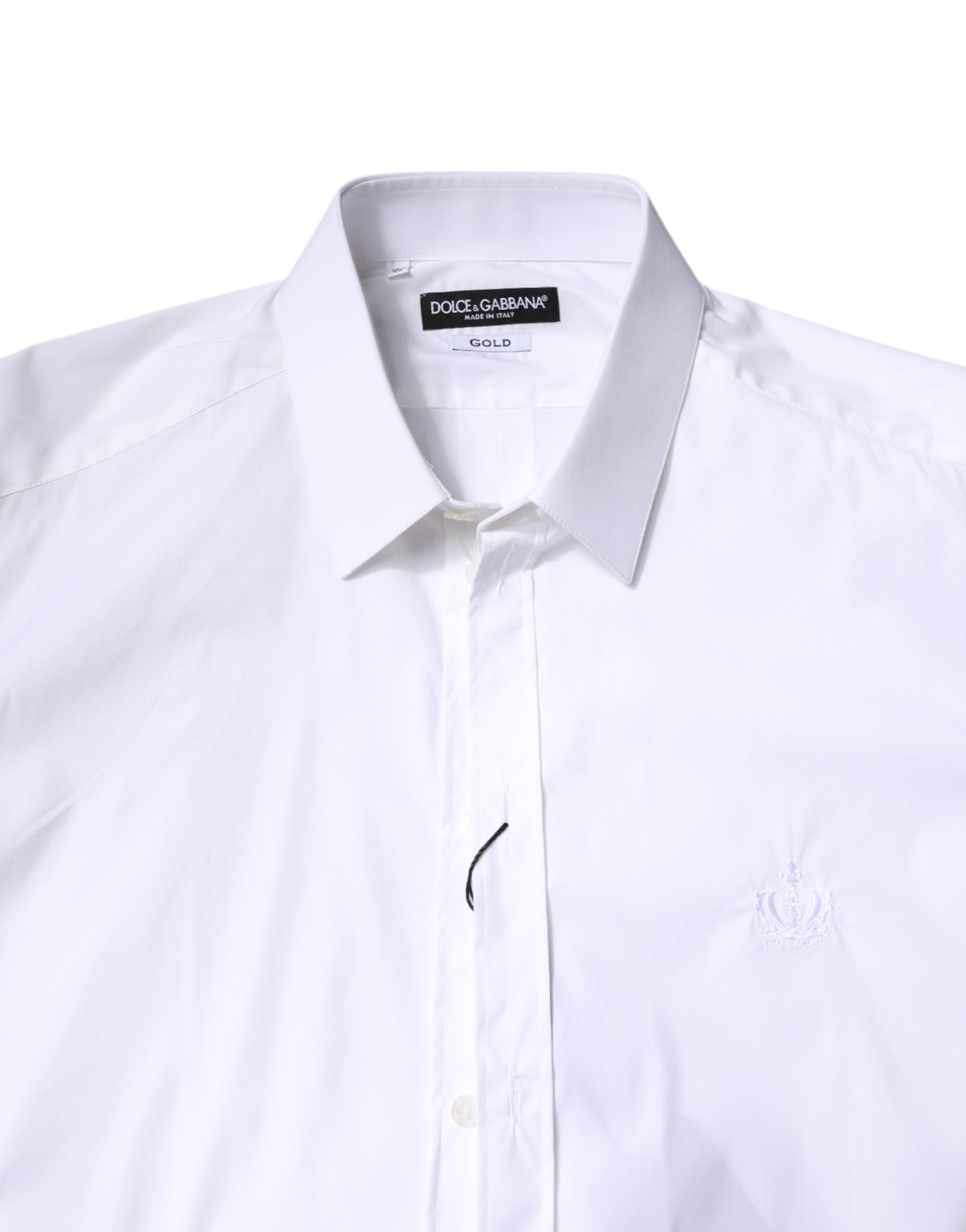 Dolce & Gabbana White Cotton Collared GOLD FormalDress Shirt - Image 5