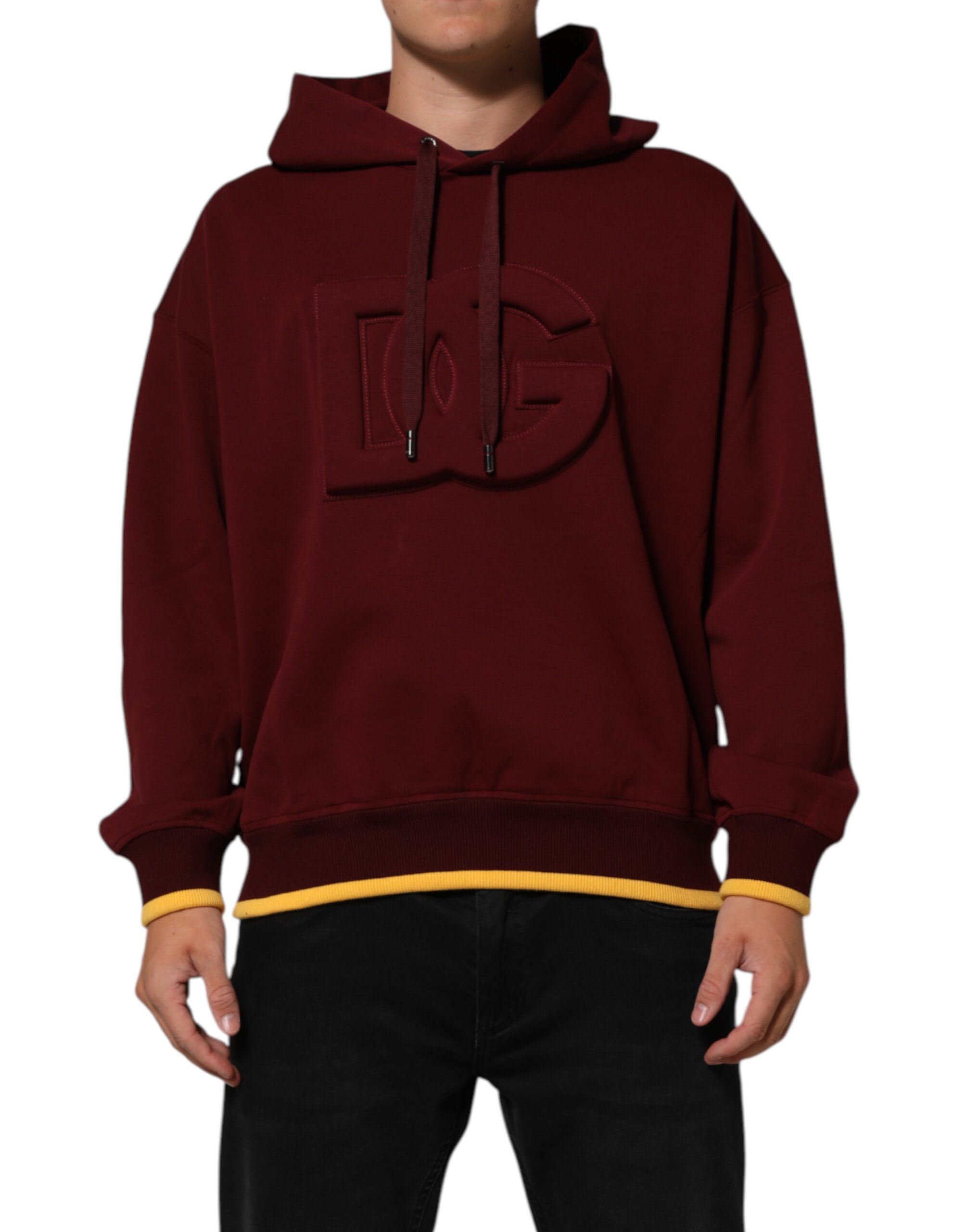 Dolce & Gabbana Maroon Embossed Logo Hooded Sweatshirt Sweater - Image 2