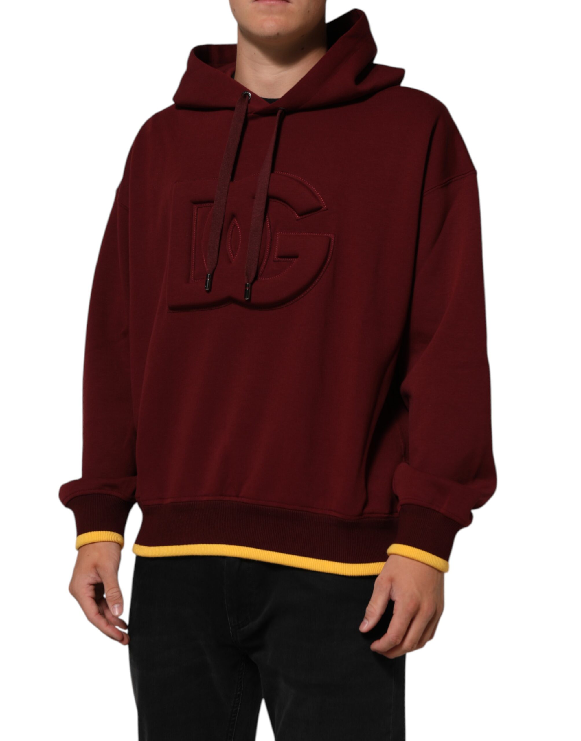 Dolce & Gabbana Maroon Embossed Logo Hooded Sweatshirt Sweater - Image 3
