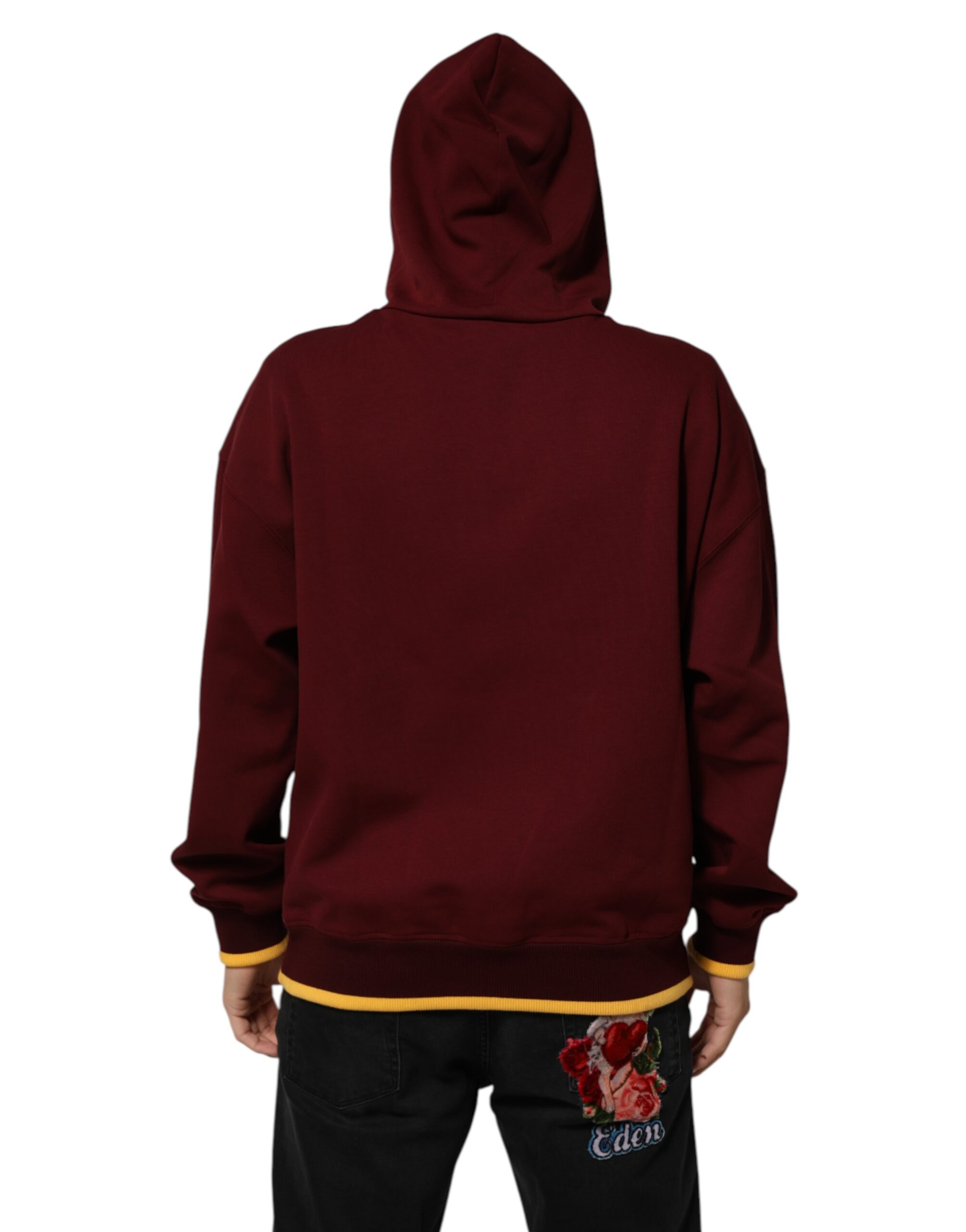 Dolce & Gabbana Maroon Embossed Logo Hooded Sweatshirt Sweater - Image 4